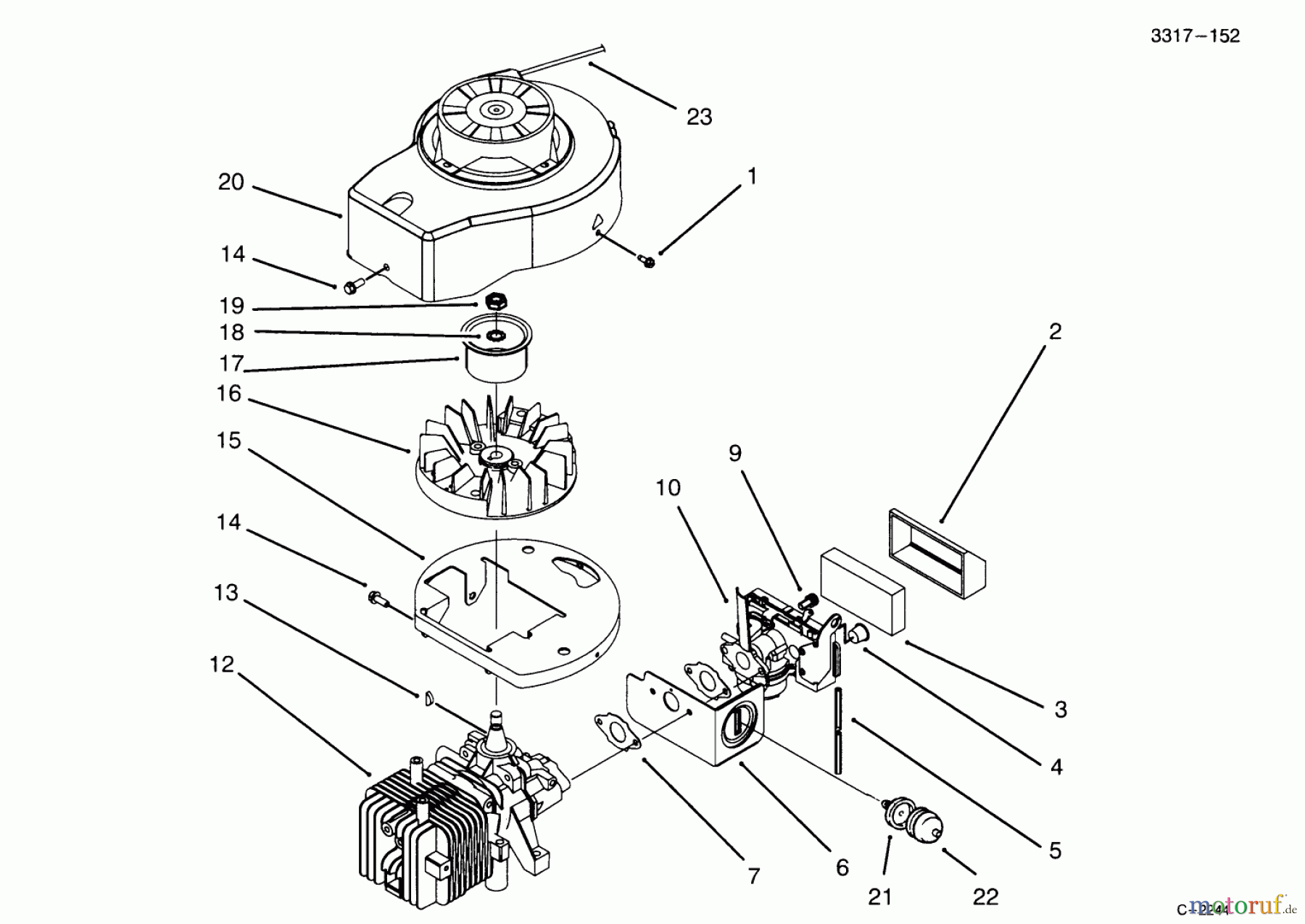 Toro Neu Mowers, Walk-Behind Seite 1 20443 - Toro Lawnmower, 1995 (5900001-5999999) SHROUD & BLOCK ASSEMBLY (MODEL NO. 20441 ONLY)