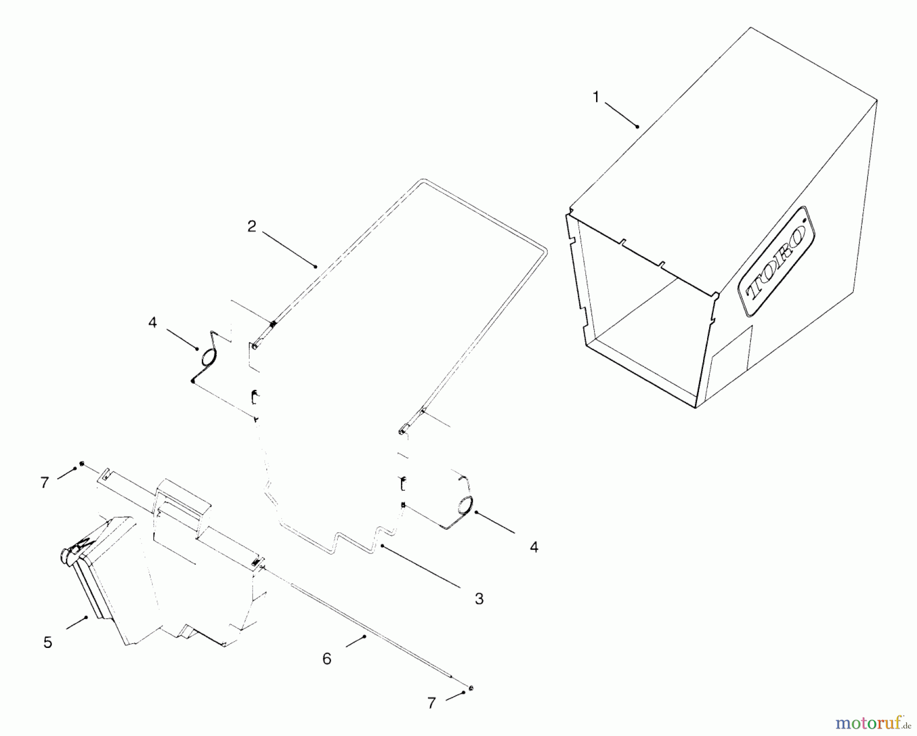 Toro Neu Mowers, Walk-Behind Seite 1 20441 - Toro Lawnmower, 1996 (6900001-6999999) REAR BAGGING ASSEMBLY (MODEL NO. 20453 ONLY)