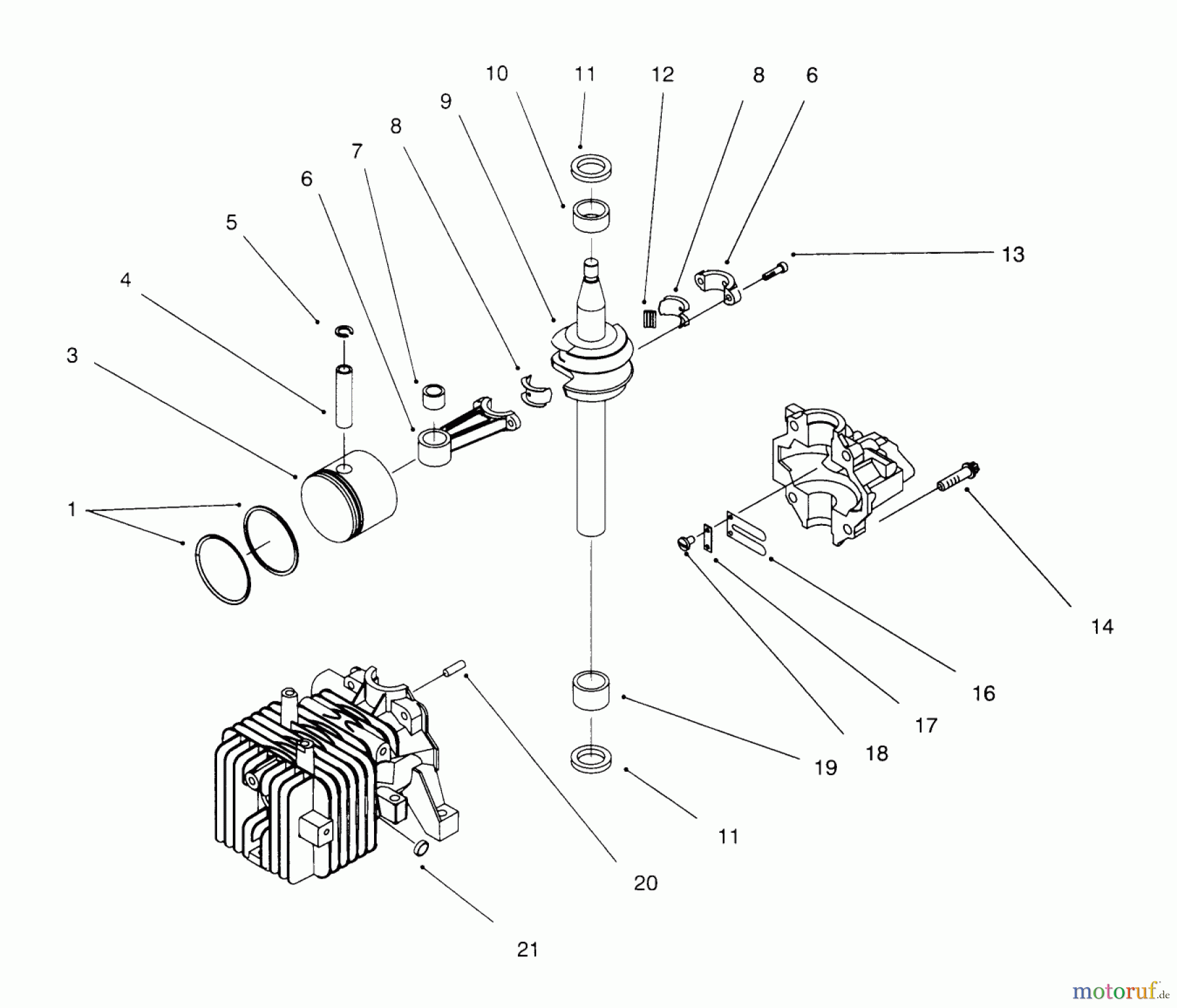 Toro Neu Mowers, Walk-Behind Seite 1 20444 - Toro Lawnmower, 1996 (6900001-6999999) BLOCK ASSEMBLY (MODEL NO. 20442 ONLY)