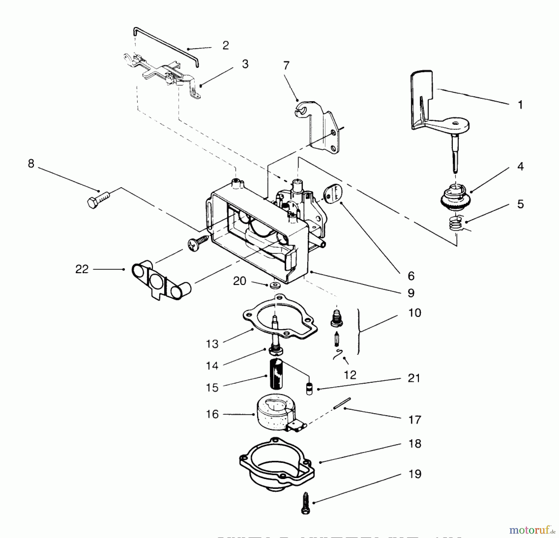 Toro Neu Mowers, Walk-Behind Seite 1 20444 - Toro Lawnmower, 1996 (6900001-6999999) CARBURETOR ASSEMBLY (MODEL NO. 20442 ONLY)