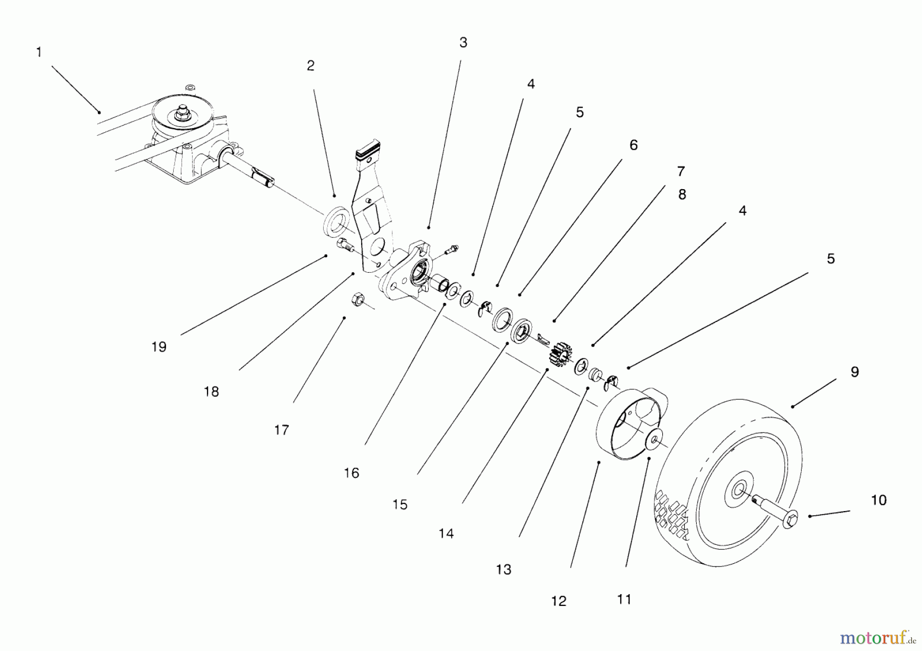 Toro Neu Mowers, Walk-Behind Seite 1 20444 - Toro Lawnmower, 1996 (6900001-6999999) REAR AXLE ASSEMBLY