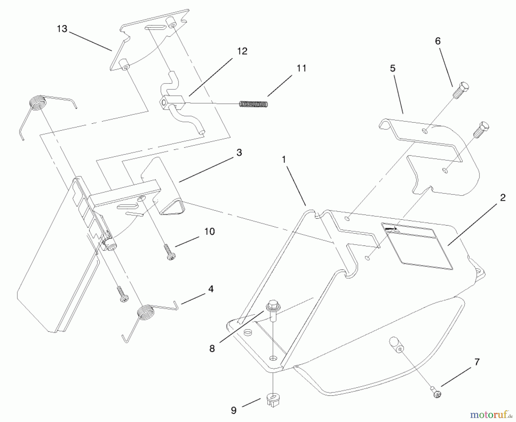 Toro Neu Mowers, Walk-Behind Seite 1 20448 - Toro Lawnmower, 1997 (7900001-7999999) DISCHARGE CHUTE ASSEMBLY (MODEL NO. 20458 ONLY)