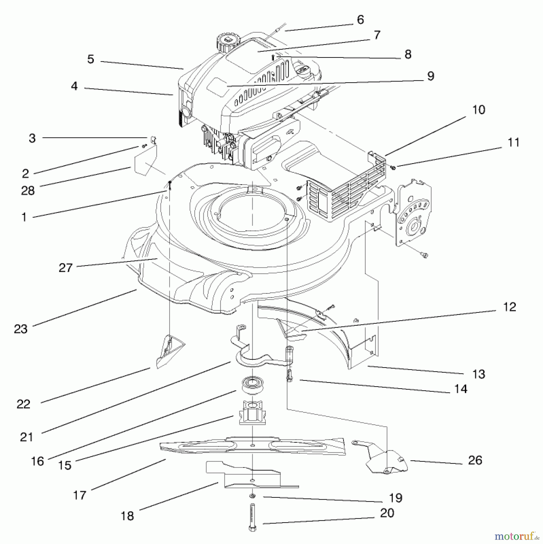 Toro Neu Mowers, Walk-Behind Seite 1 20448 - Toro Lawnmower, 1997 (7900001-7999999) ENGINE ASSEMBLY
