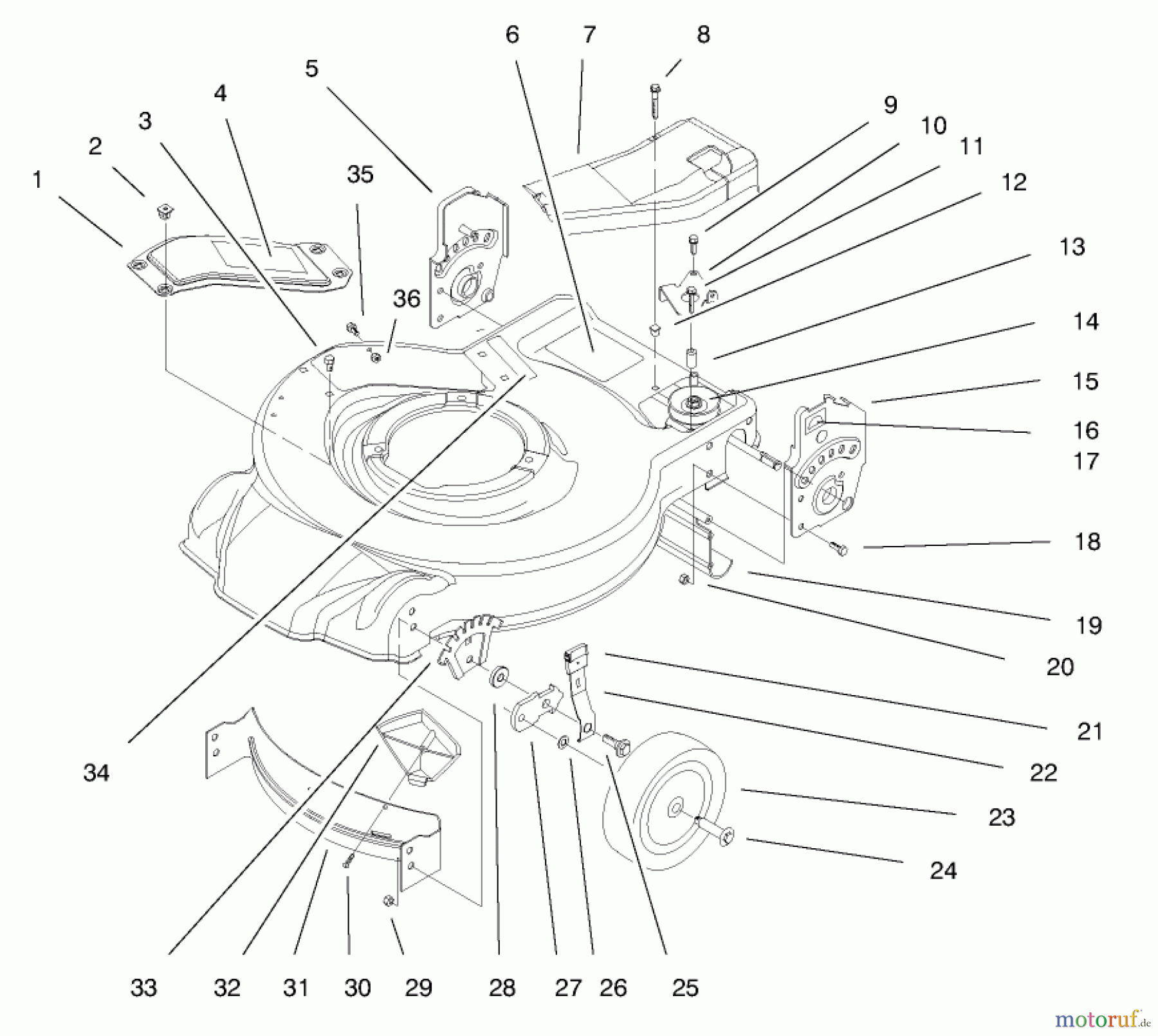 Toro Neu Mowers, Walk-Behind Seite 1 20448 - Toro Lawnmower, 1997 (7900001-7999999) HOUSING ASSEMBLY