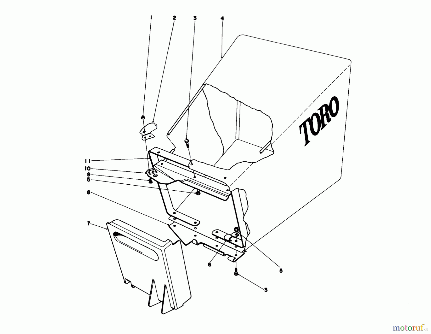Toro Neu Mowers, Walk-Behind Seite 1 20451 - Toro Lawnmower, 1976 (6000001-6999999) GRASS BAG ASSEMBLY