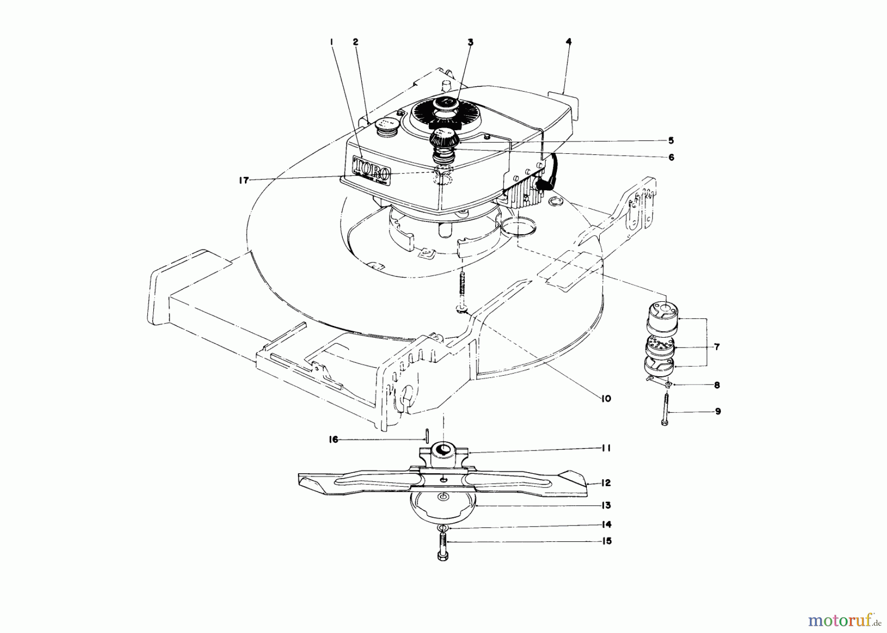 Toro Neu Mowers, Walk-Behind Seite 1 20456 - Toro Lawnmower, 1976 (6000001-6999999) ENGINE ASSEMBLY
