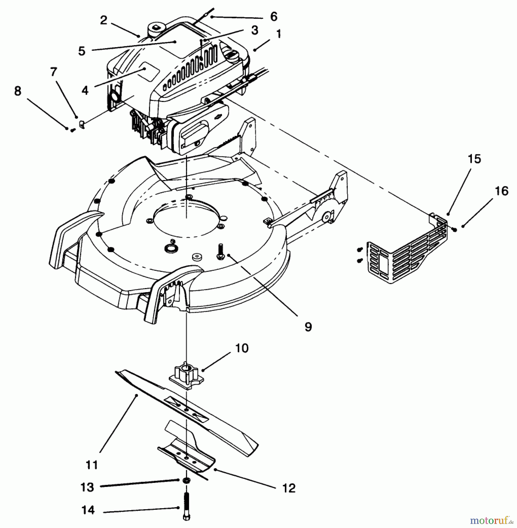 Toro Neu Mowers, Walk-Behind Seite 1 20461 - Toro Super Recycler Lawnmower, 1996 (6900001-6999999) ENGINE ASSEMBLY