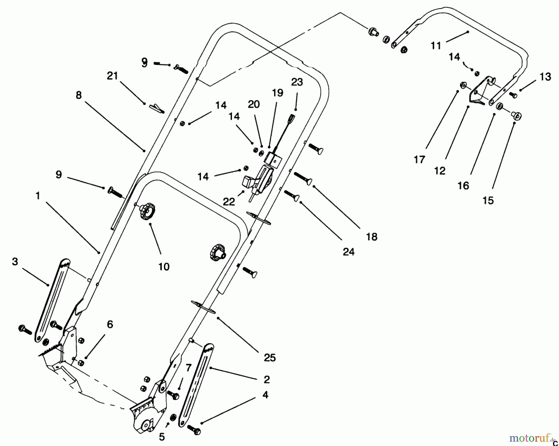 Toro Neu Mowers, Walk-Behind Seite 1 20461 - Toro Super Recycler Lawnmower, 1996 (6900001-6999999) HANDLE ASSEMBLY