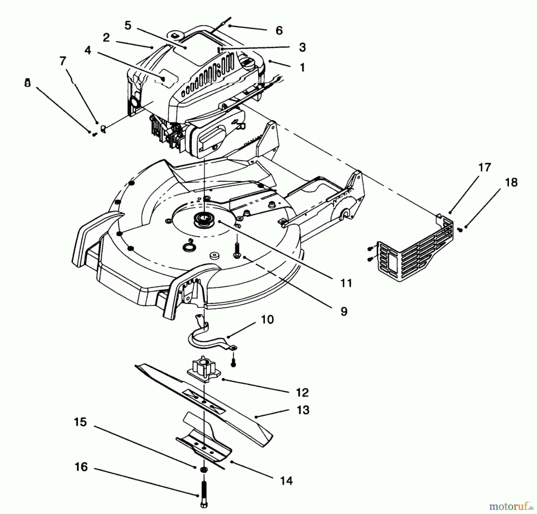 Toro Neu Mowers, Walk-Behind Seite 1 20462 - Toro Super Recycler Lawnmower, 1995 (5900001-5999999) ENGINE ASSEMBLY