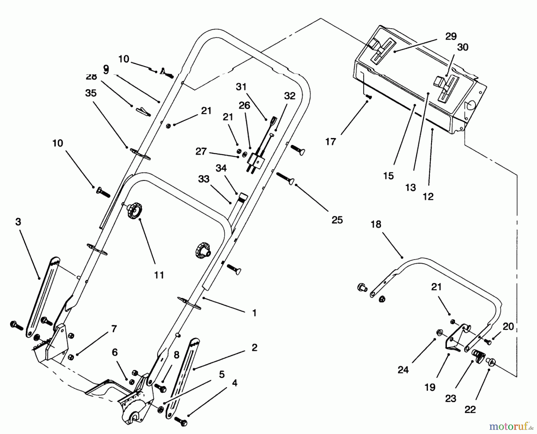 Toro Neu Mowers, Walk-Behind Seite 1 20462 - Toro Super Recycler Lawnmower, 1995 (5900001-5999999) HANDLE ASSEMBLY (MODEL NO. 20462 ONLY)