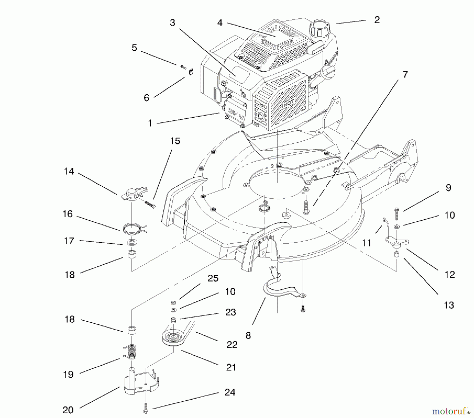 Toro Neu Mowers, Walk-Behind Seite 1 20466 - Toro Lawnmower, 1996 (6900001-6999999) ENGINE ASSEMBLY