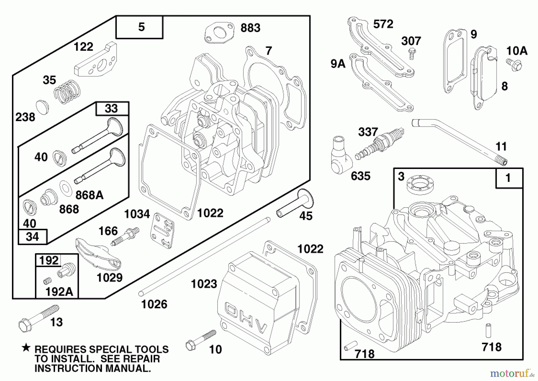 Toro Neu Mowers, Walk-Behind Seite 1 20465 - Toro Lawnmower, 1996 (6900001-6999999) ENGINE GTS 150 (MODEL NO. 20465 ONLY) #1