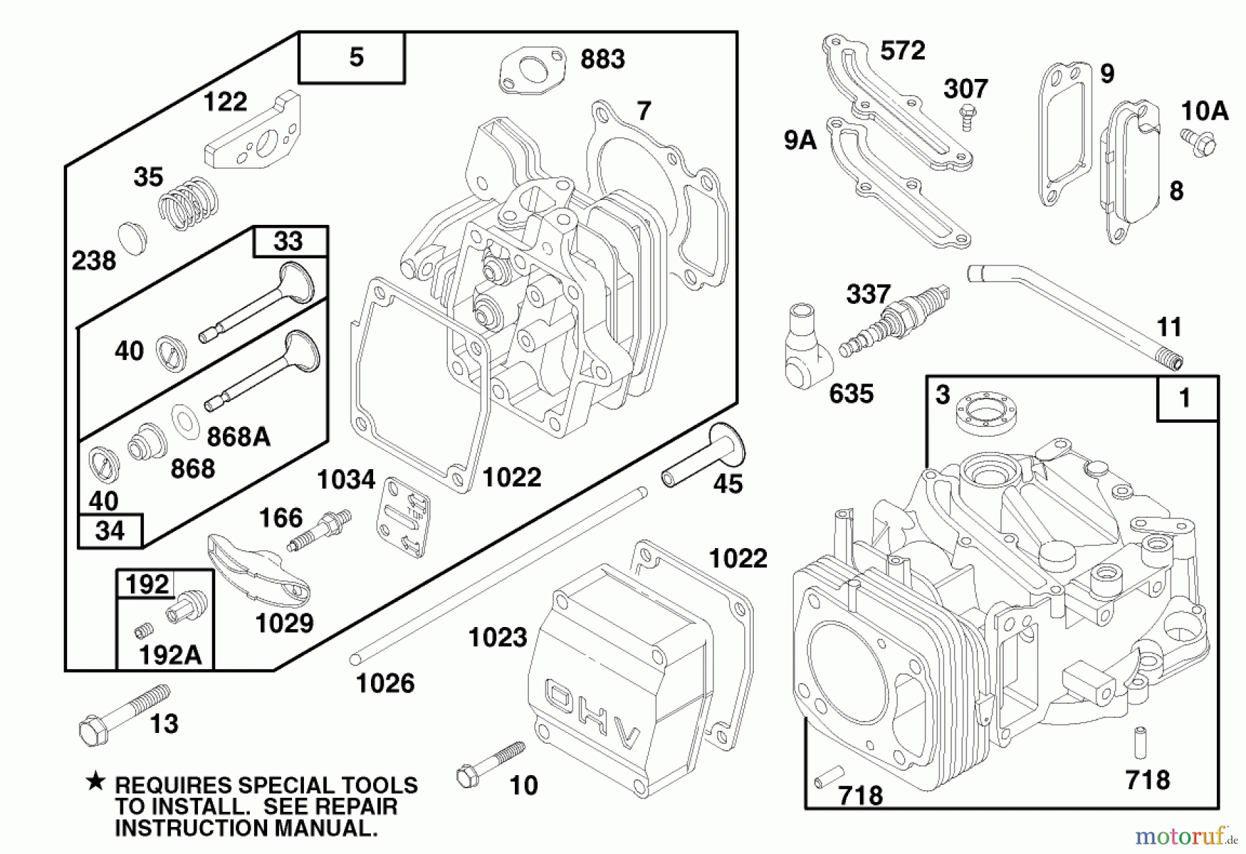 Toro Neu Mowers, Walk-Behind Seite 1 20465 - Toro Lawnmower, 1996 (6900001-6999999) ENGINE GTS 150 (MODEL NO. 20466 ONLY) #1