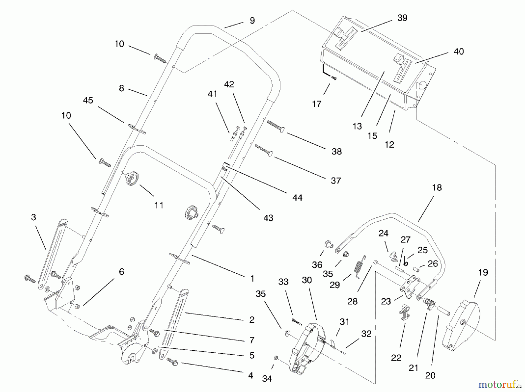 Toro Neu Mowers, Walk-Behind Seite 1 20466 - Toro Lawnmower, 1996 (6900001-6999999) HANDLE ASSEMBLY (MODEL NO. 20465 ONLY)