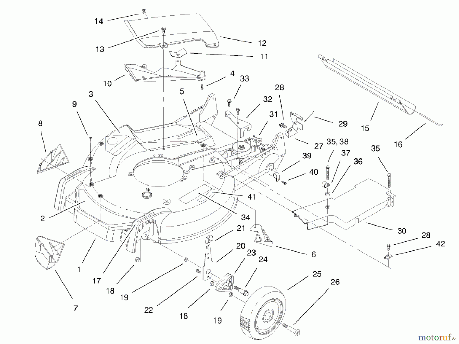 Toro Neu Mowers, Walk-Behind Seite 1 20465 - Toro Lawnmower, 1996 (6900001-6999999) HOUSING ASSEMBLY