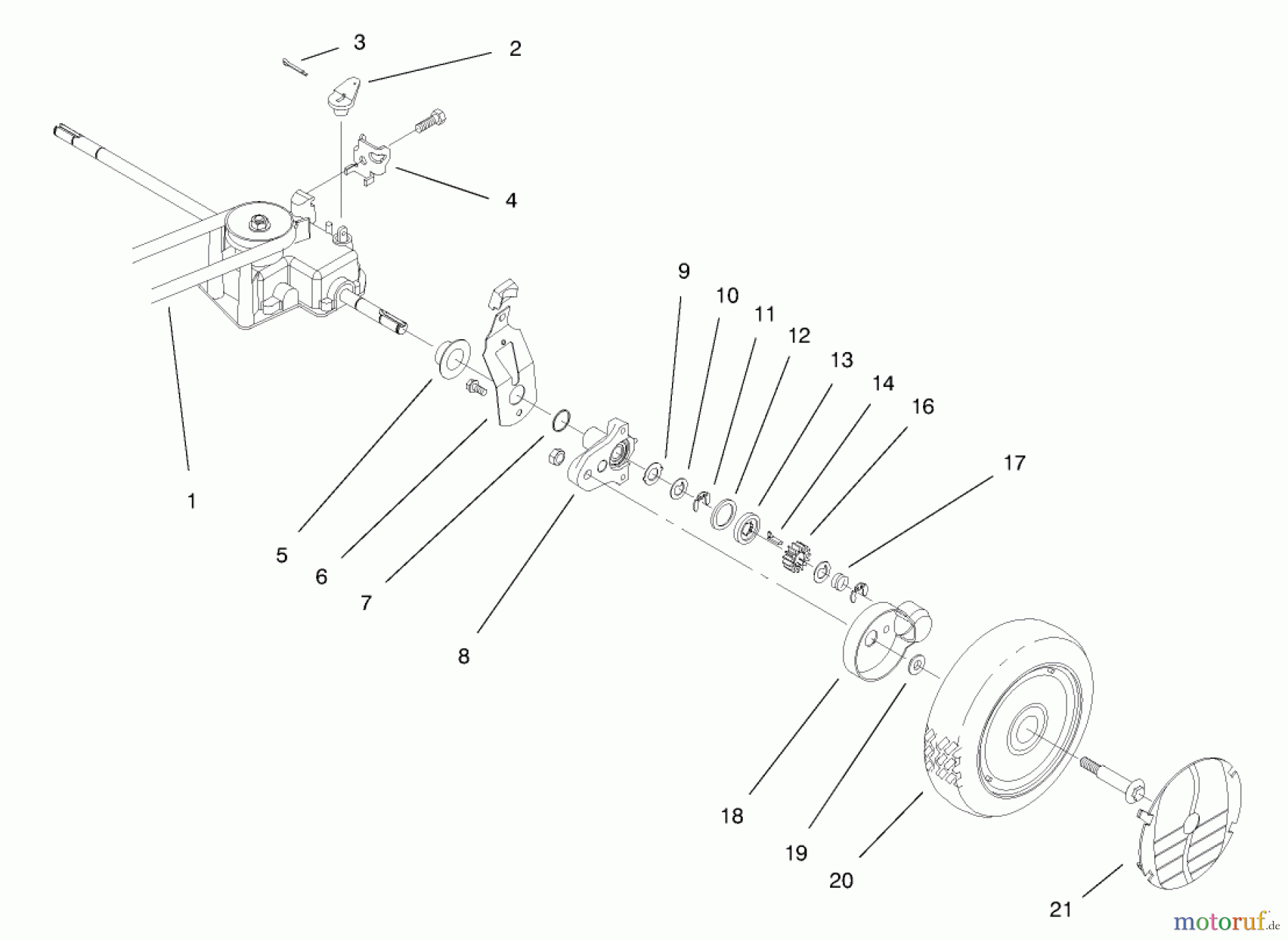 Toro Neu Mowers, Walk-Behind Seite 1 20466 - Toro Lawnmower, 1996 (6900001-6999999) REAR AXLE ASSEMBLY
