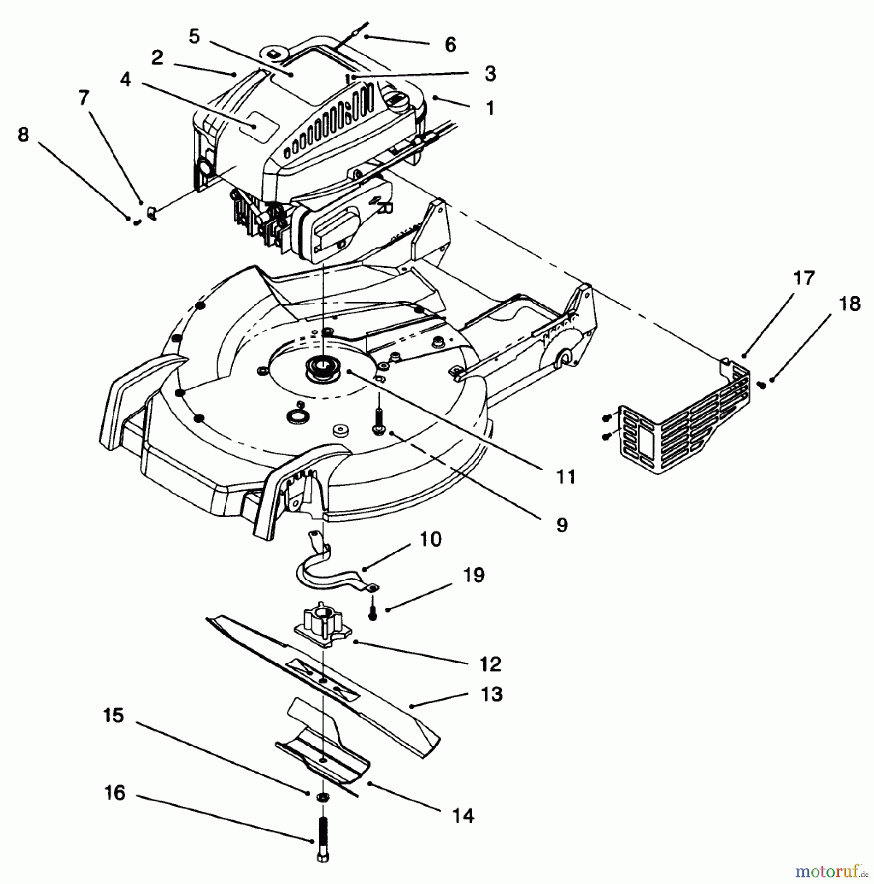Toro Neu Mowers, Walk-Behind Seite 1 20472 - Toro Super Recycler Lawnmower, 1996 (6900001-6999999) ENGINE ASSEMBLY