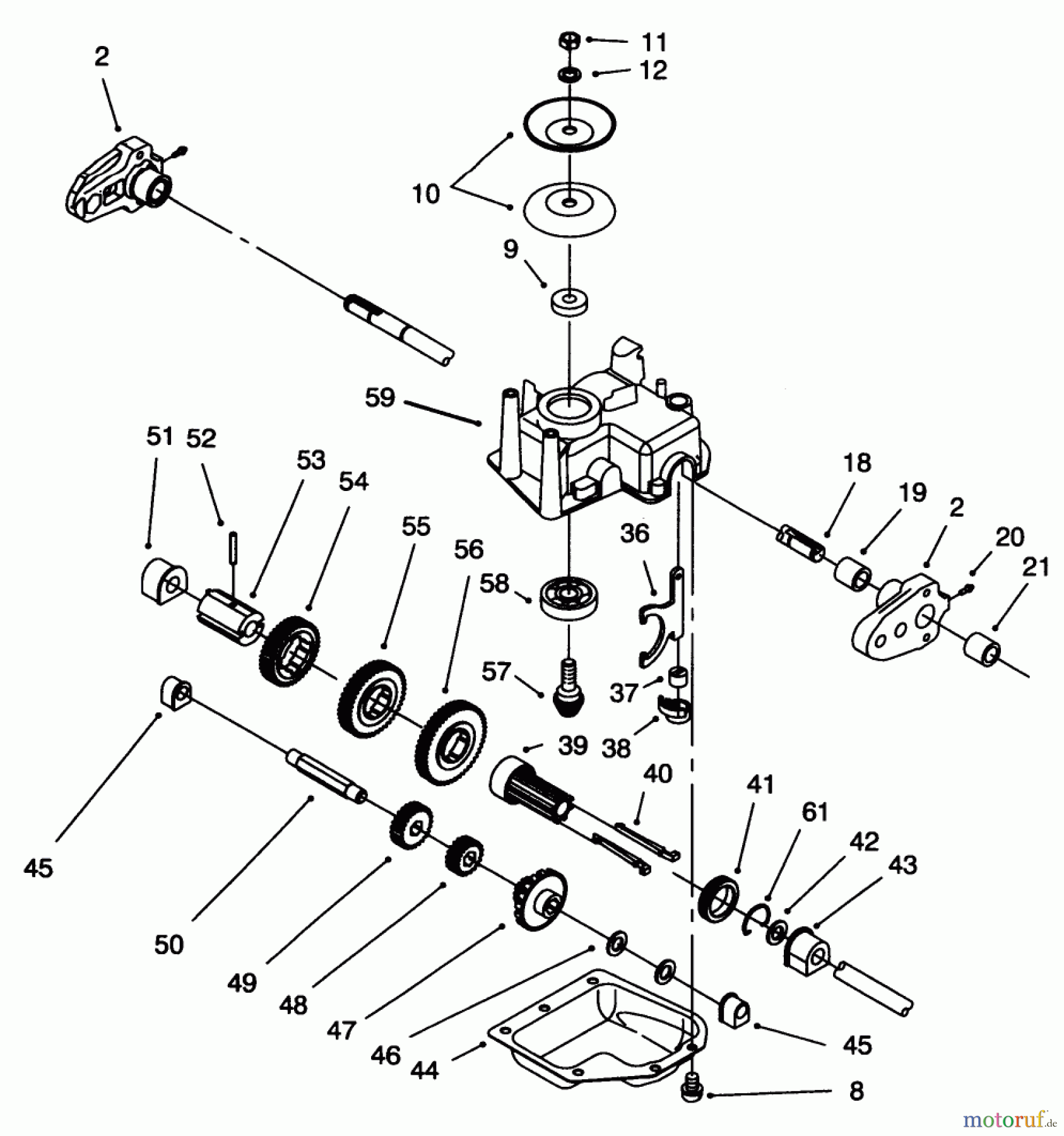 Toro Neu Mowers, Walk-Behind Seite 1 20472 - Toro Super Recycler Lawnmower, 1996 (6900001-6999999) GEAR CASE ASSEMBLY