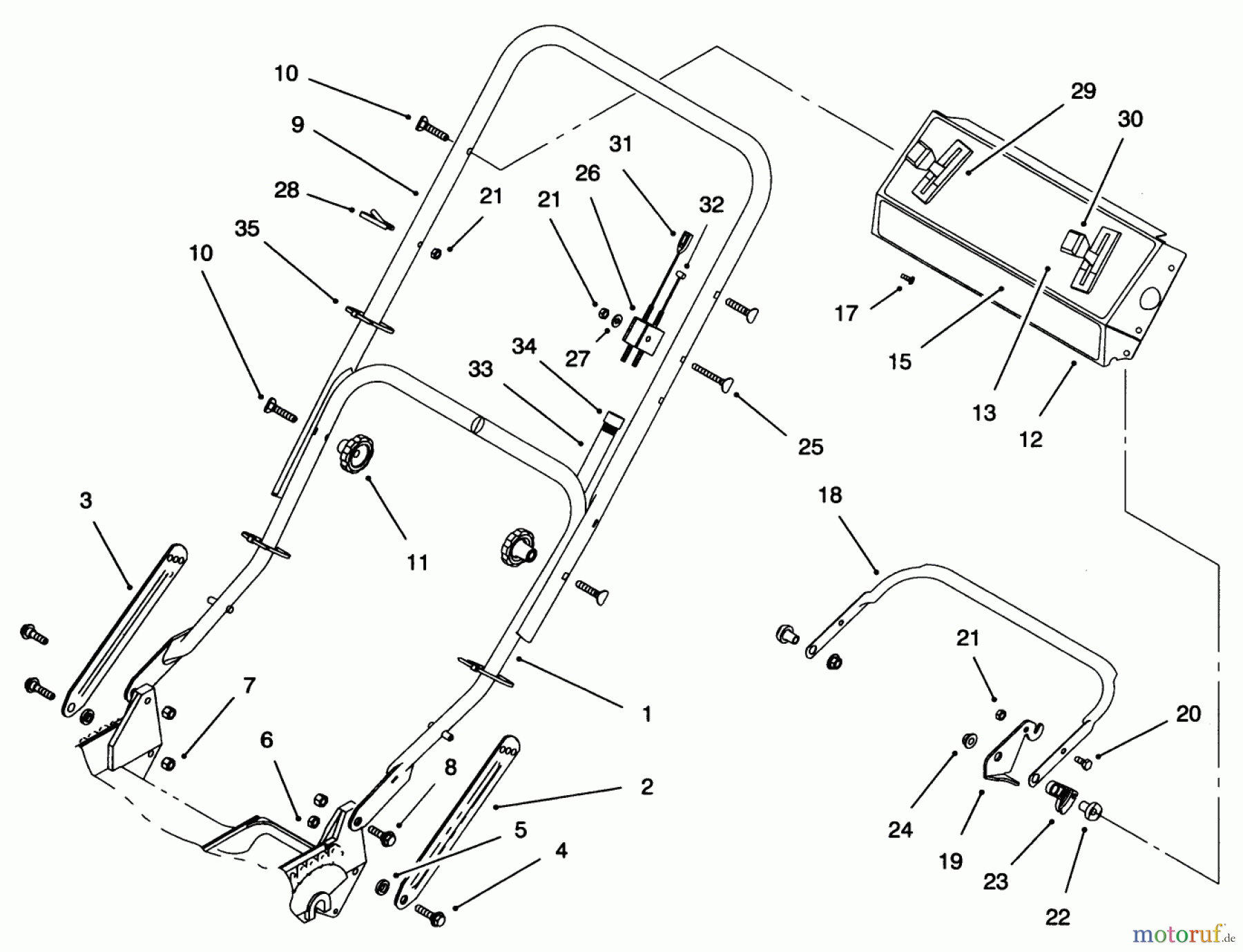 Toro Neu Mowers, Walk-Behind Seite 1 20472 - Toro Super Recycler Lawnmower, 1996 (6900001-6999999) HANDLE ASSEMBLY (MODEL NO. 20472 ONLY)