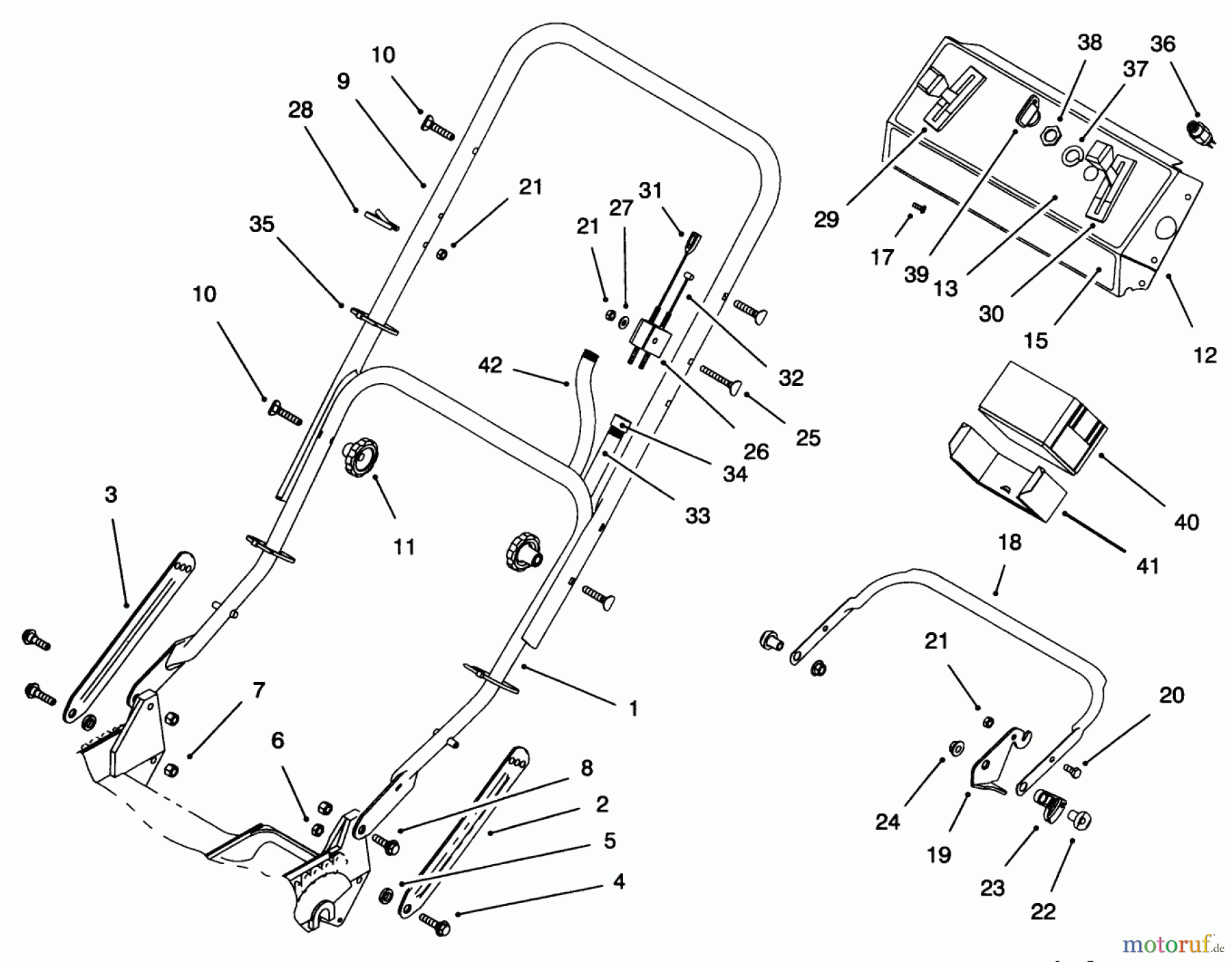  Toro Neu Mowers, Walk-Behind Seite 1 20472 - Toro Super Recycler Lawnmower, 1996 (6900001-6999999) HANDLE ASSEMBLY (MODEL NO. 20473 ONLY)