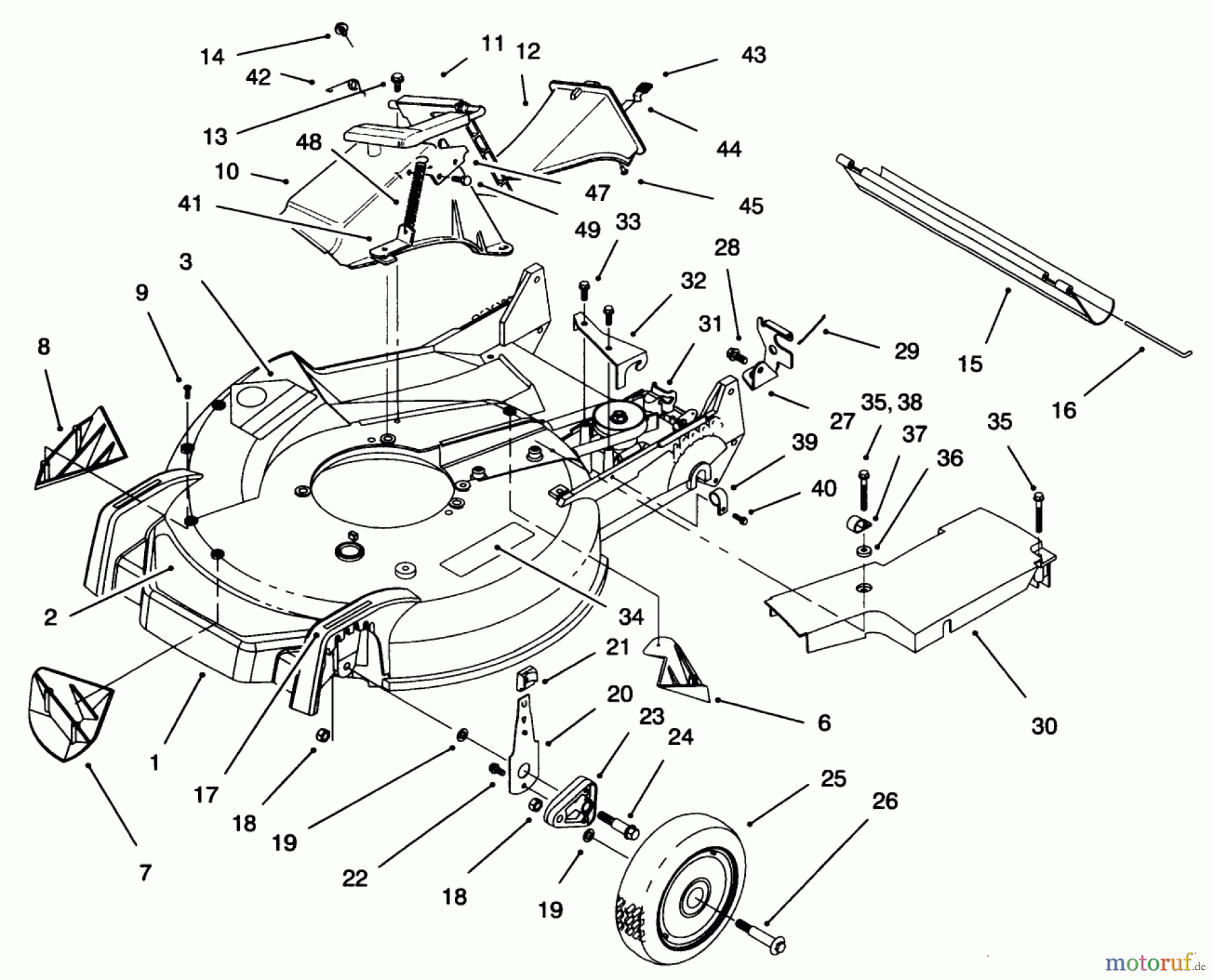Toro Neu Mowers, Walk-Behind Seite 1 20472 - Toro Super Recycler Lawnmower, 1996 (6900001-6999999) HOUSING ASSEMBLY