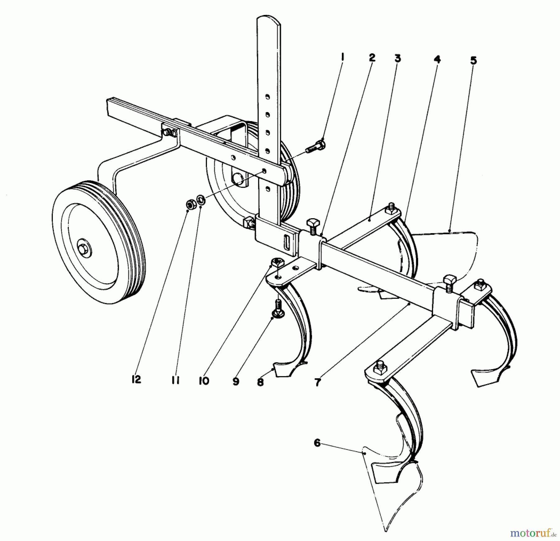 Toro Neu Accessories, Tiller/Cultivator 59007 - Toro Tiller Cultivator, 1968 (8000001-8999999) TILLER-CULTIVATOR ATTACHMENT REFERENCE DRAWING AND PARTS LIST