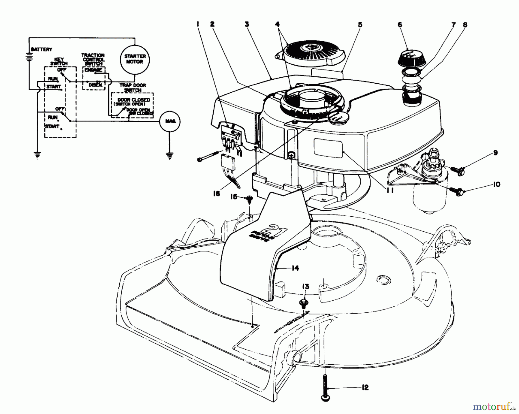 Toro Neu Mowers, Walk-Behind Seite 1 20474 - Toro Guardian Lawnmower, 1975 (5000001-5999999) ENGINE ASSEMBLY MODEL NO. 21711