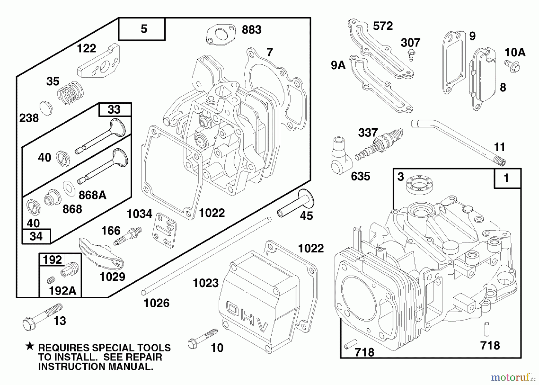 Toro Neu Mowers, Walk-Behind Seite 1 20475 - Toro Lawnmower, 1996 (6900001-6999999) ENGINE GTS 150 (MODEL NO. 20475 ONLY) #1