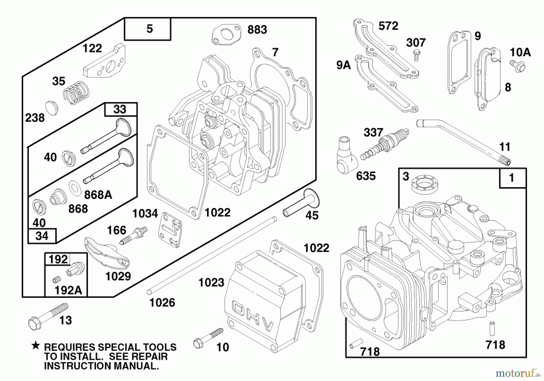 Toro Neu Mowers, Walk-Behind Seite 1 20475 - Toro Lawnmower, 1996 (6900001-6999999) ENGINE GTS 150 (MODEL NO. 20476 ONLY) #1