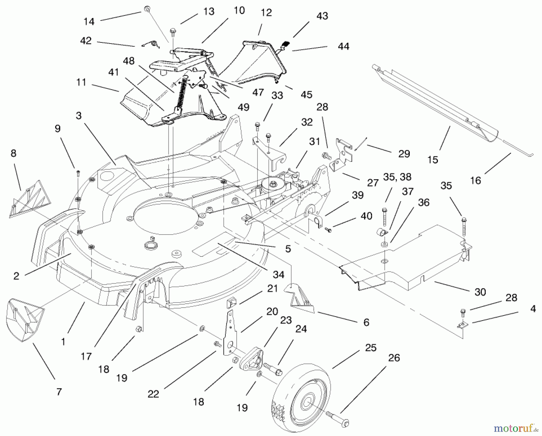 Toro Neu Mowers, Walk-Behind Seite 1 20475 - Toro Lawnmower, 1996 (6900001-6999999) HOUSING ASSEMBLY