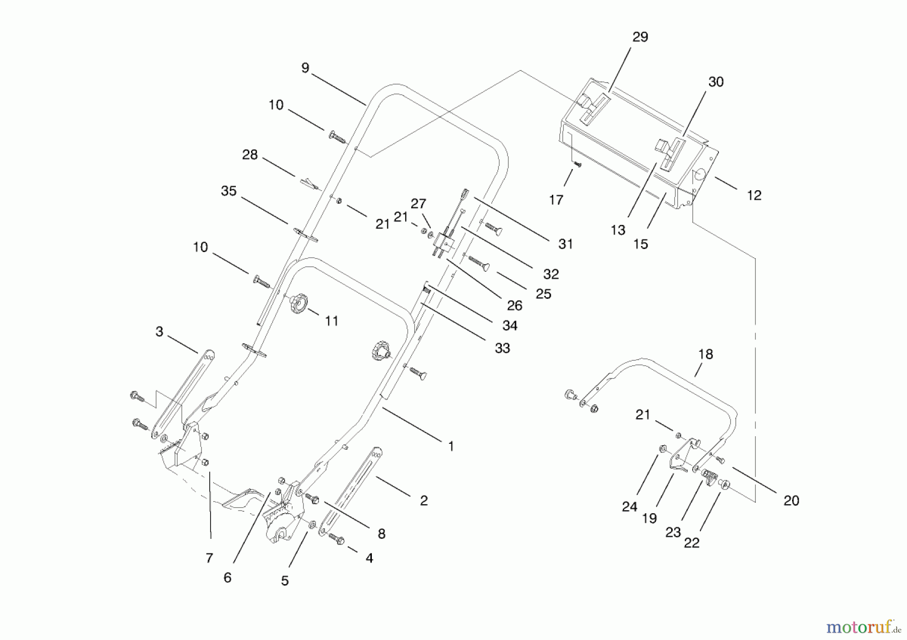 Toro Neu Mowers, Walk-Behind Seite 1 20479 - Toro Super Recycler Lawnmower, 1997 (7900001-7999999) HANDLE ASSEMBLY
