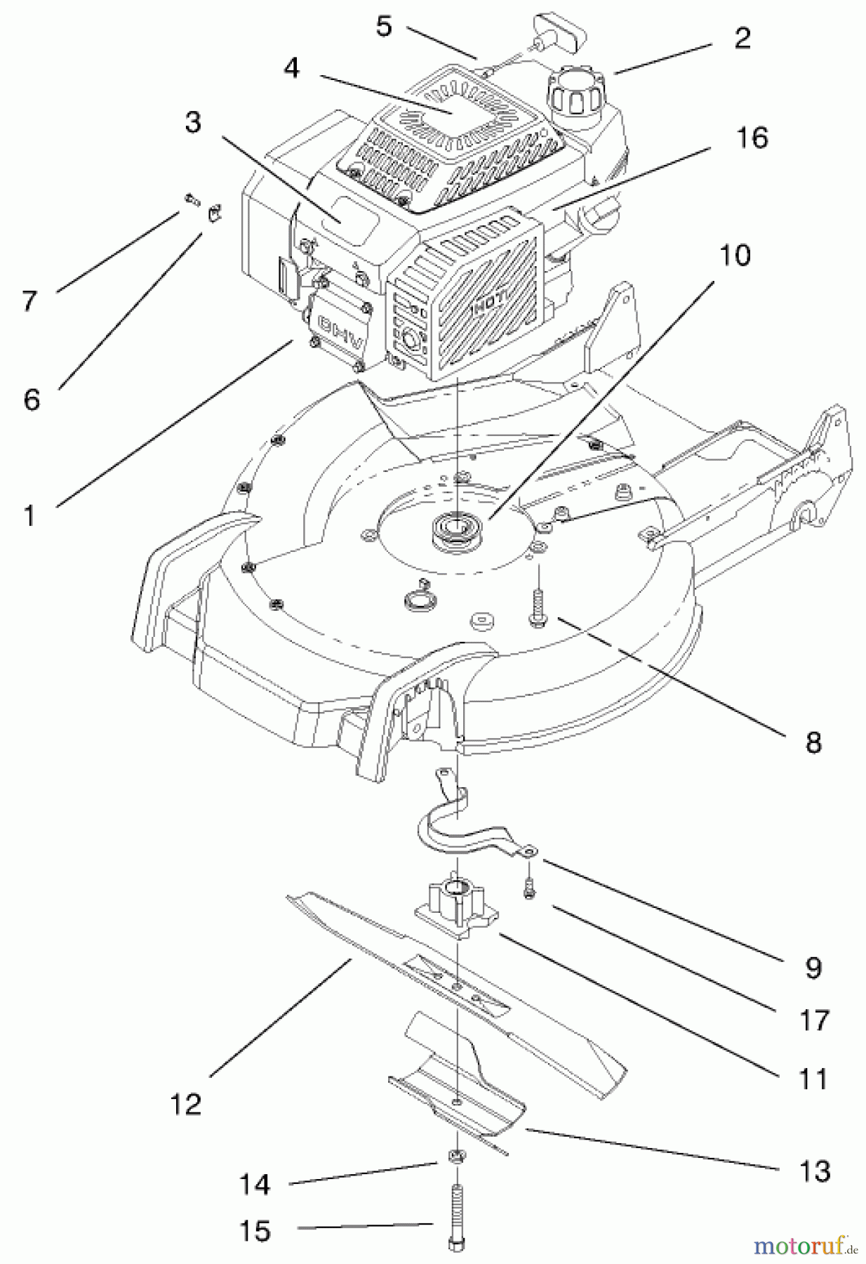 Toro Neu Mowers, Walk-Behind Seite 1 20481 - Toro Super Recycler Lawn Mower, 1997 (7900001-7999999) ENGINE ASSEMBLY