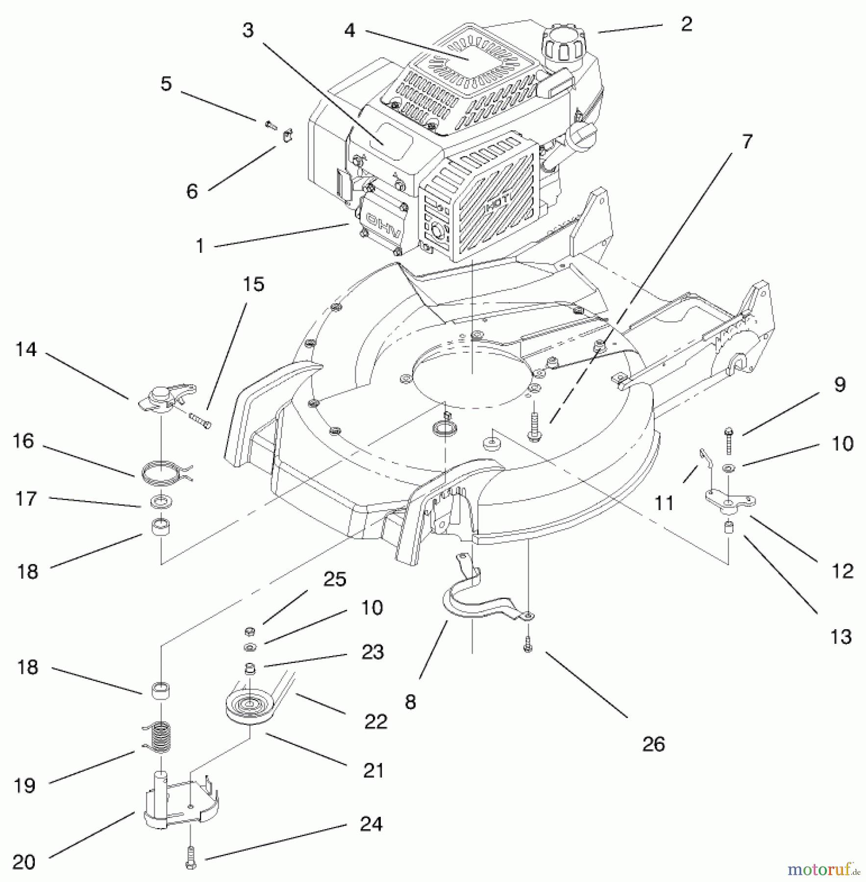 Toro Neu Mowers, Walk-Behind Seite 1 20482 - Toro Super Recycler Mower, 1997 (790000001-799999999) ENGINE ASSEMBLY