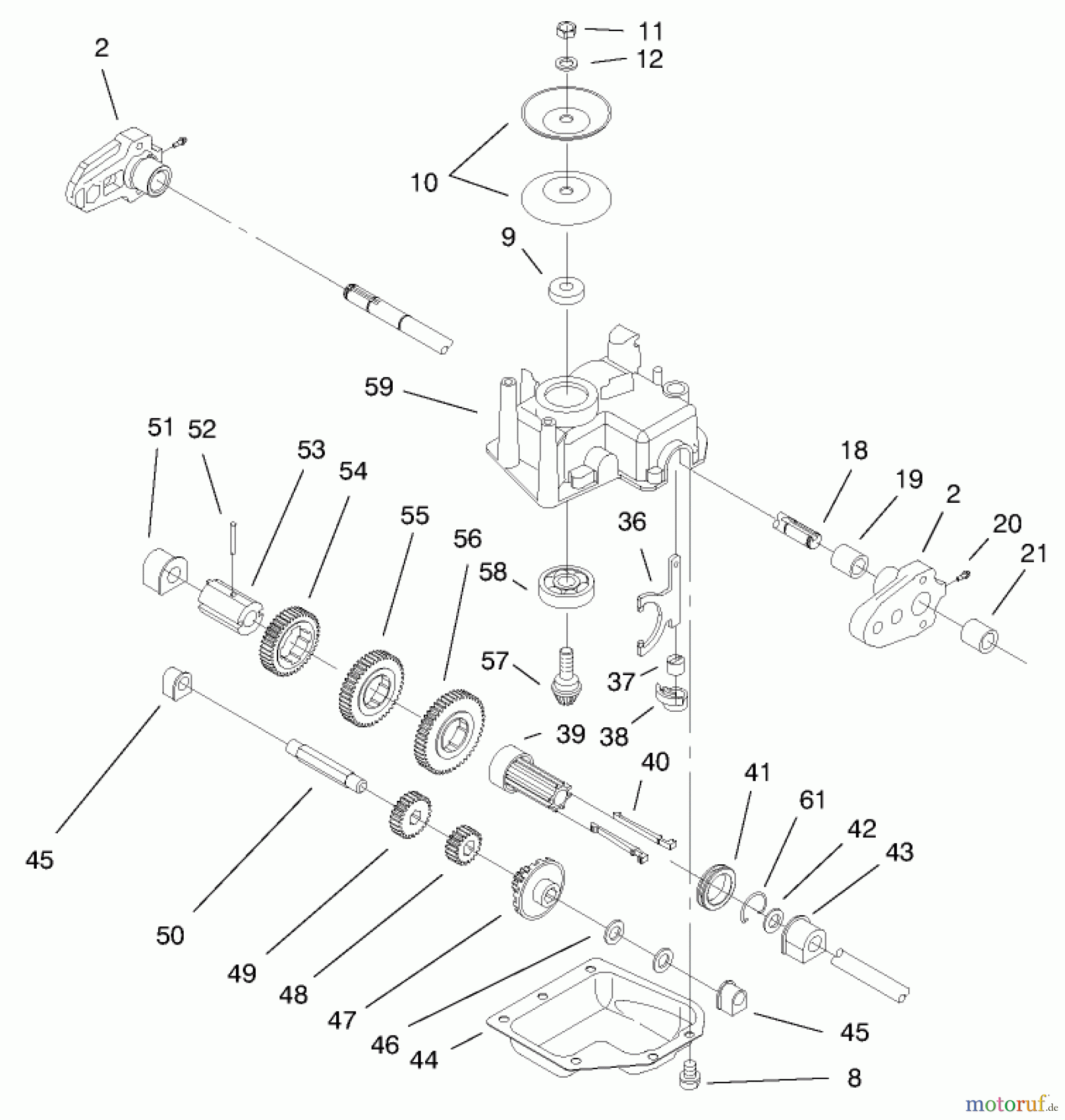 Toro Neu Mowers, Walk-Behind Seite 1 20483 - Toro Lawnmower, 1997 (790000001-799999999) GEAR CASE ASSEMBLY