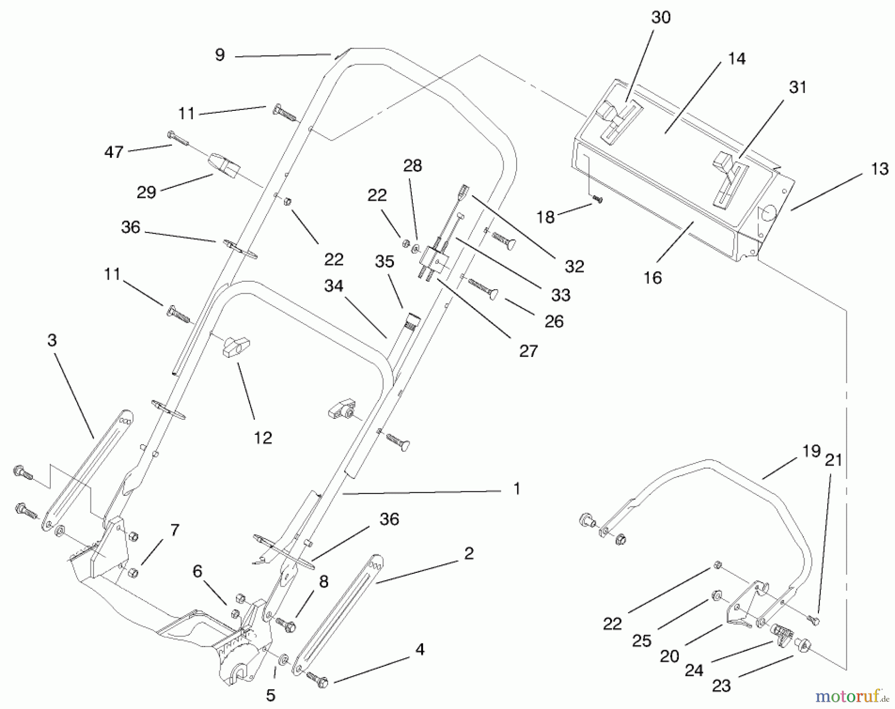 Toro Neu Mowers, Walk-Behind Seite 1 20486 (SR-21OS) - Toro Super Recycler Mower, SR-21OS, 1998 (8900001-8999999) HOUSING ASSEMBLY #2