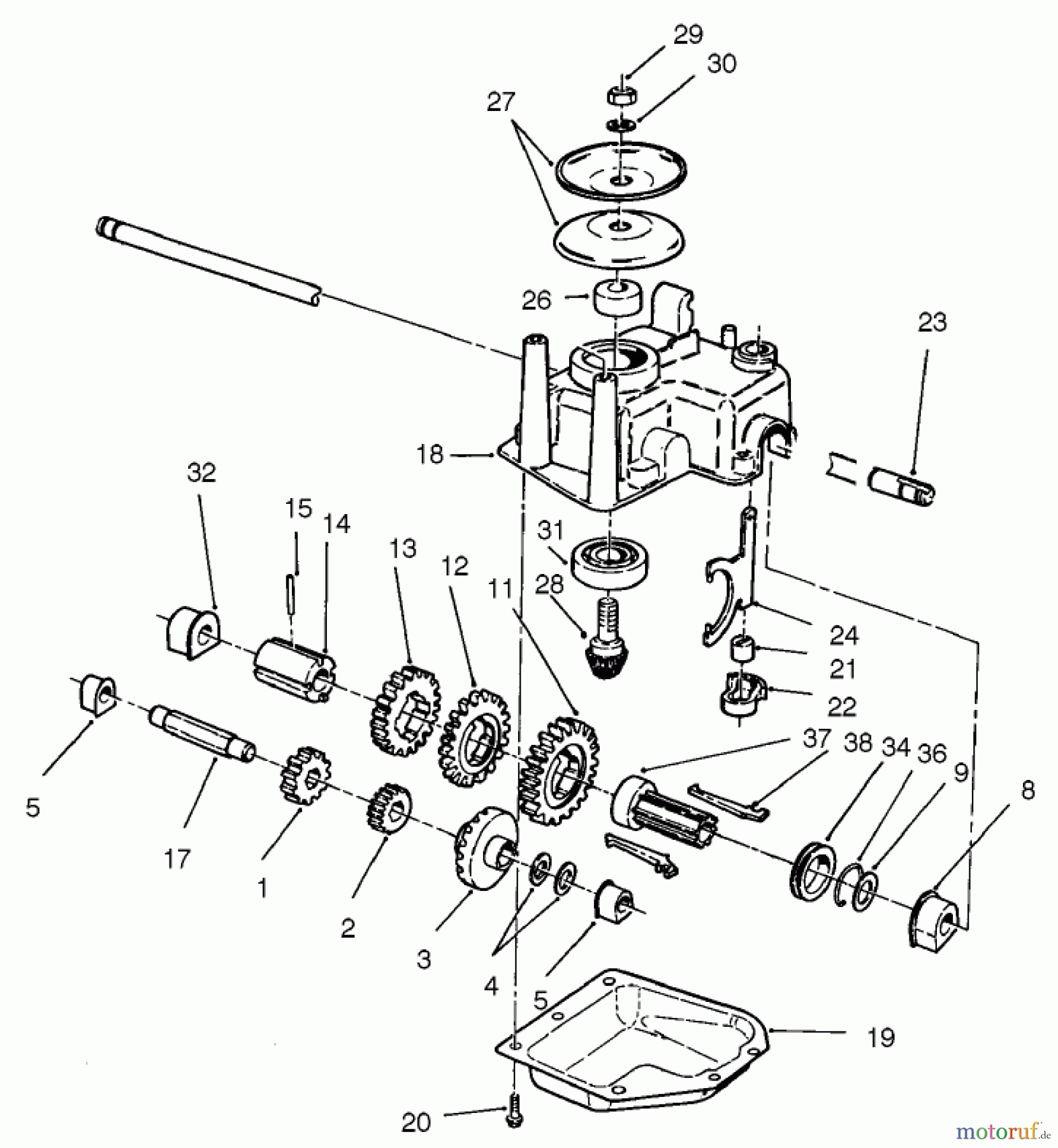 Toro Neu Mowers, Walk-Behind Seite 1 20487 (SR-21OSBB) - Toro Super Recycler Mower, SR-21OSBB, 1999 (9900001-9999999) GEAR CASE ASSEMBLY