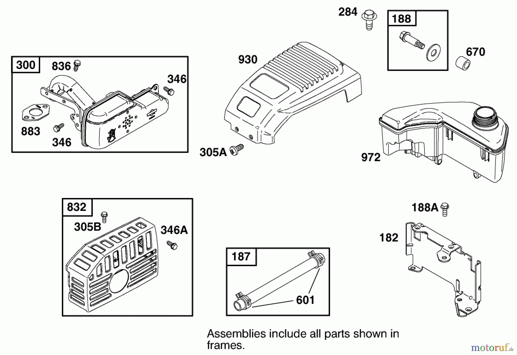 Toro Neu Mowers, Walk-Behind Seite 1 20487 (SR-21OSBB) - Toro Super Recycler Mower, SR-21OSBB, 2001 (210000001-210999999) MUFFLER AND FUEL TANK ASSEMBLY