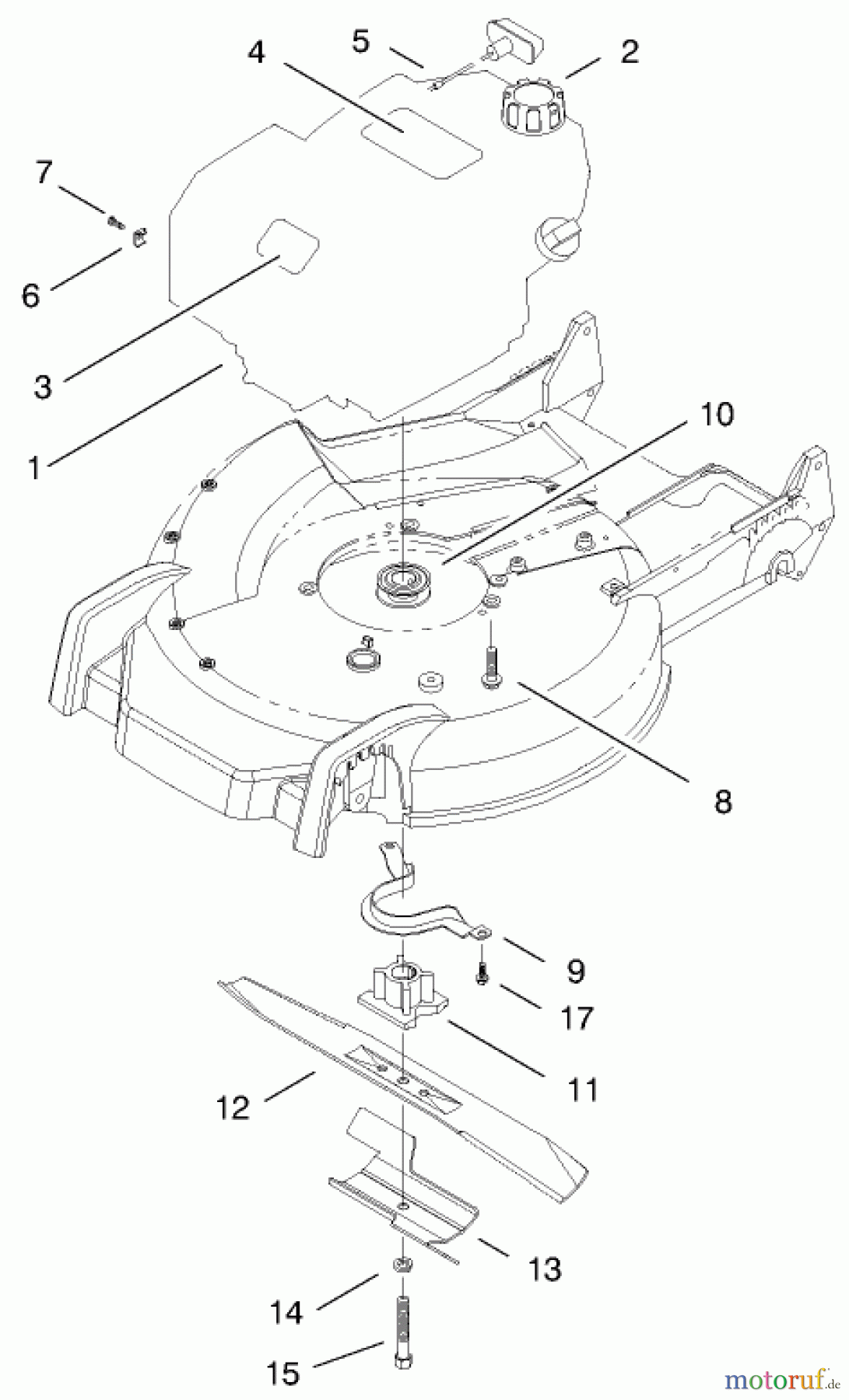 Toro Neu Mowers, Walk-Behind Seite 1 20488 (SR-21OSE) - Toro Super Recycler Mower, SR-21OSE, 1998 (8900001-8999999) ENGINE & BLADE ASSEMBLY