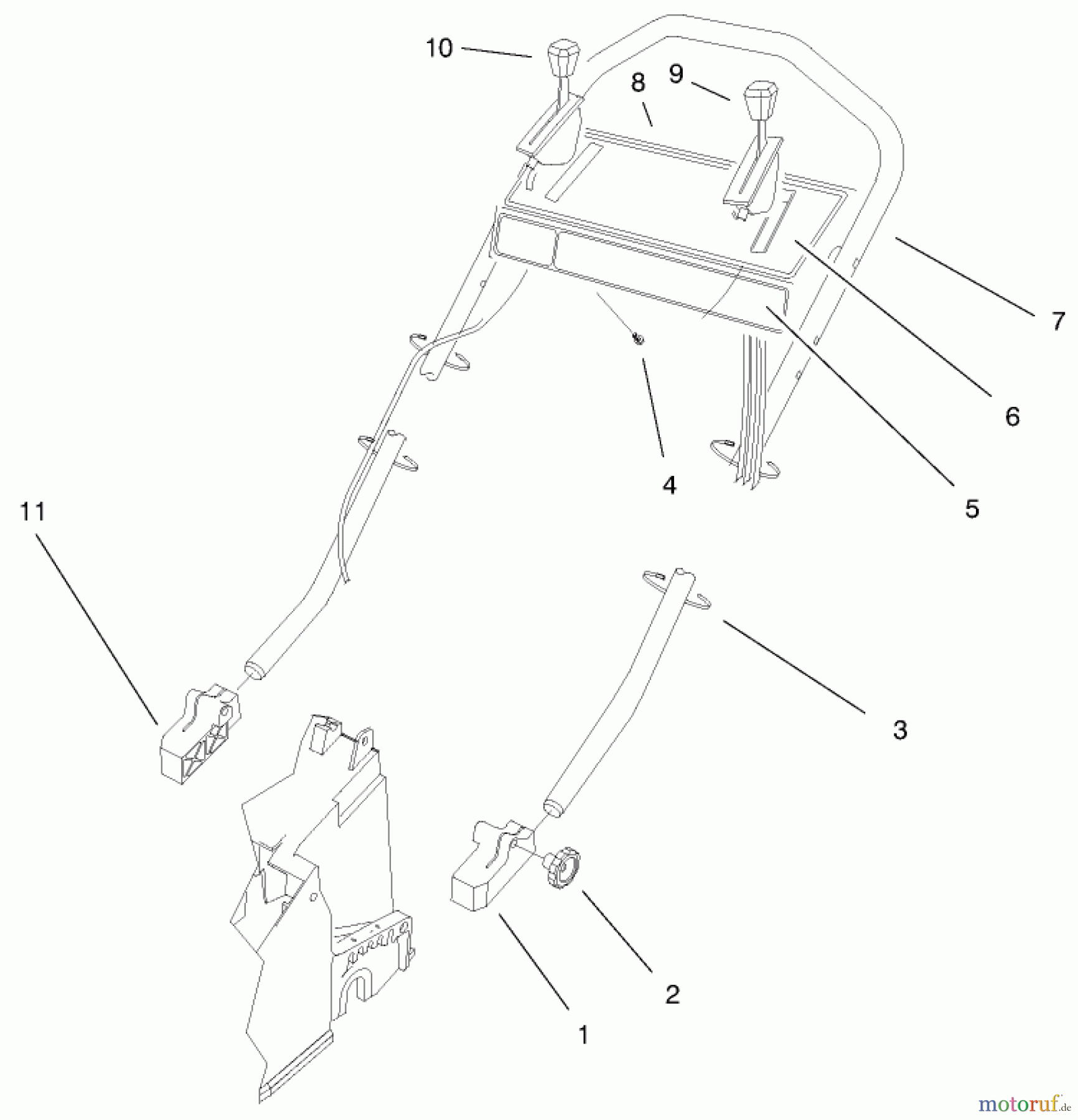 Toro Neu Mowers, Walk-Behind Seite 1 20489 (V-21S) - Toro Vacu-Power Mower, V-21S, 1998 (8900001-8999999) HANDLE ASSEMBLY