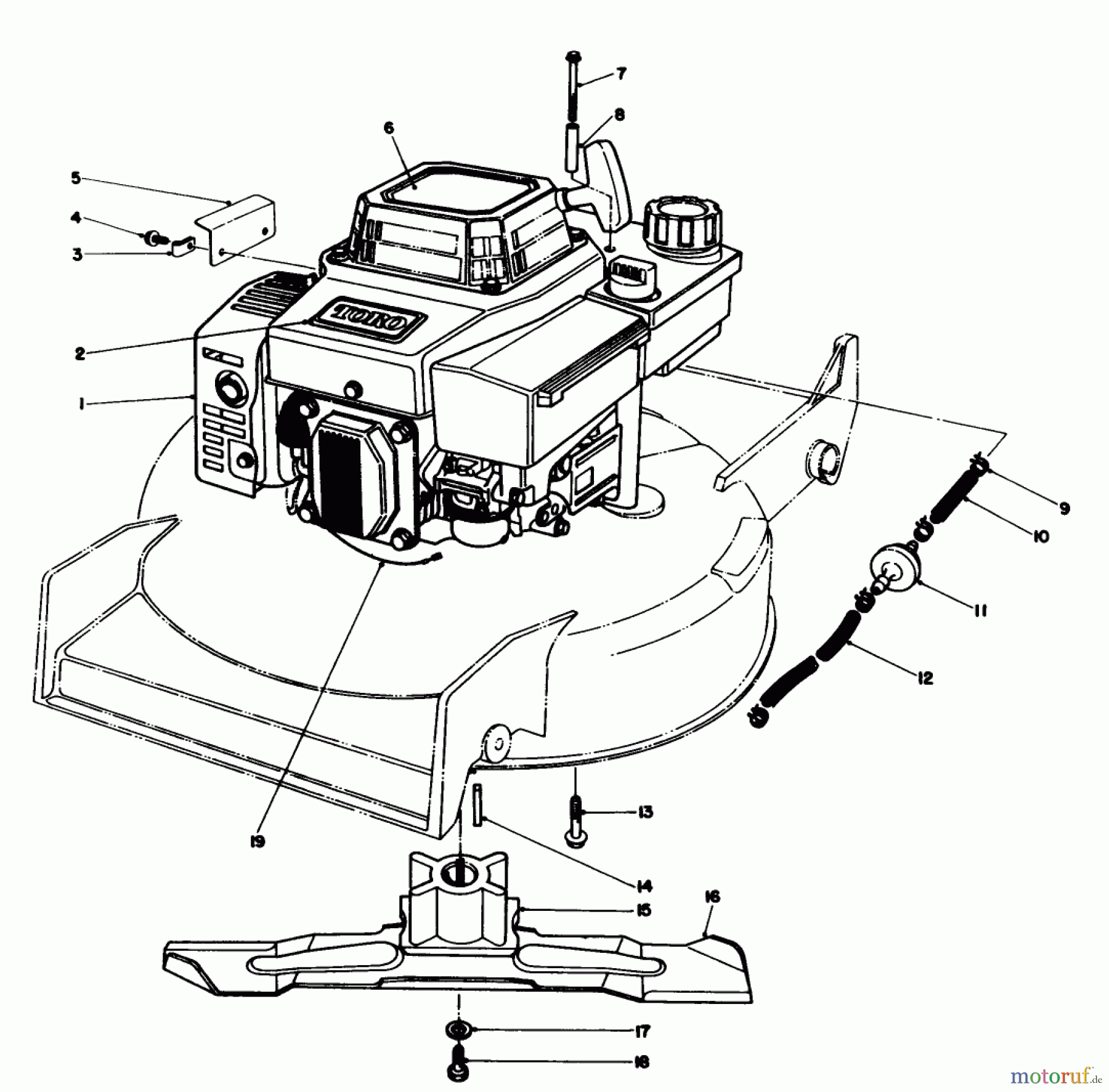 Toro Neu Mowers, Walk-Behind Seite 1 20522C - Toro Lawnmower, 1987 (7000001-7999999) ENGINE ASSEMBLY (ENGINE MODEL NO. VMG6) #1