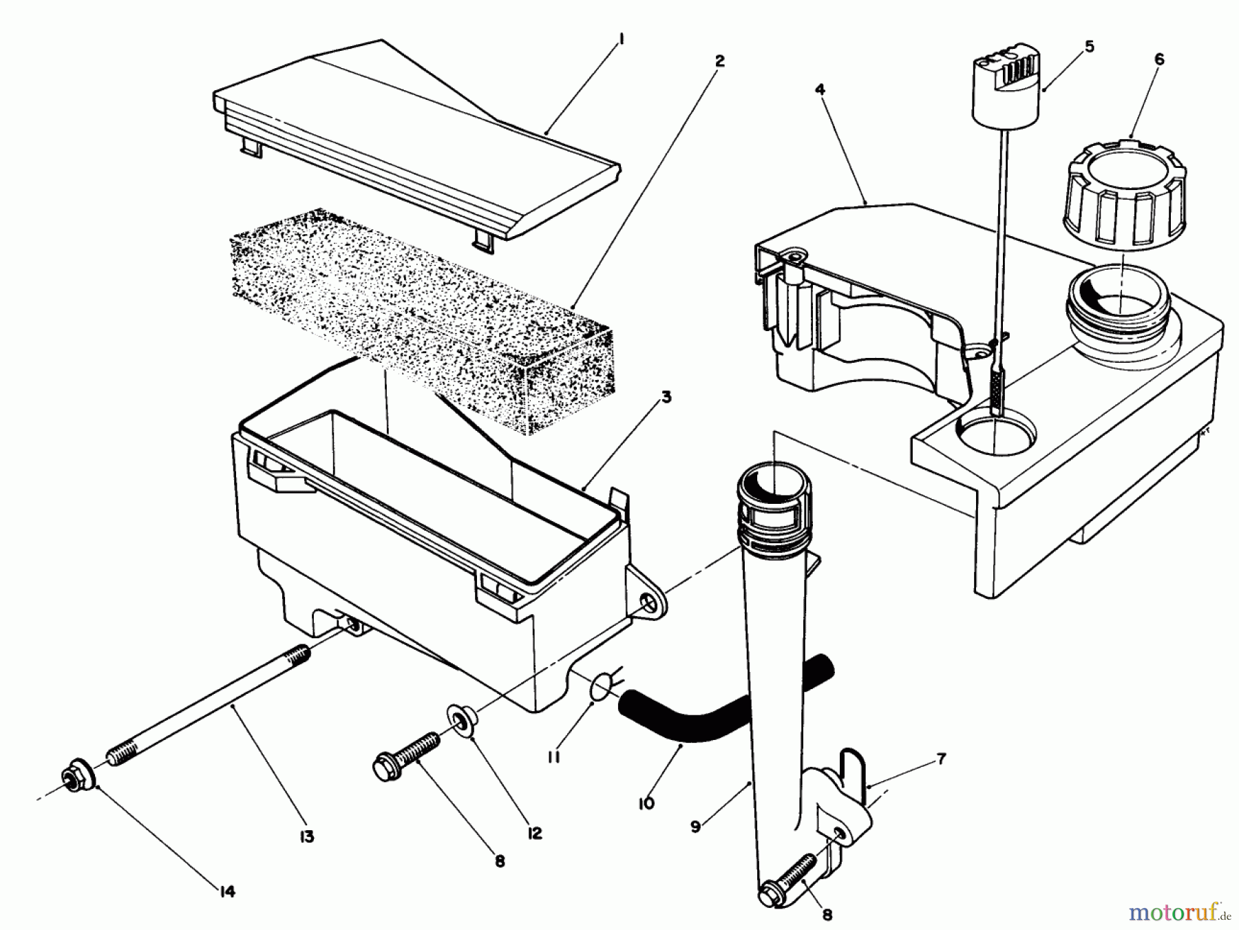 Toro Neu Mowers, Walk-Behind Seite 1 20526 - Toro Lawnmower, 1986 (6000001-6999999) AIR CLEANER & FUEL TANK ASSEMBLY