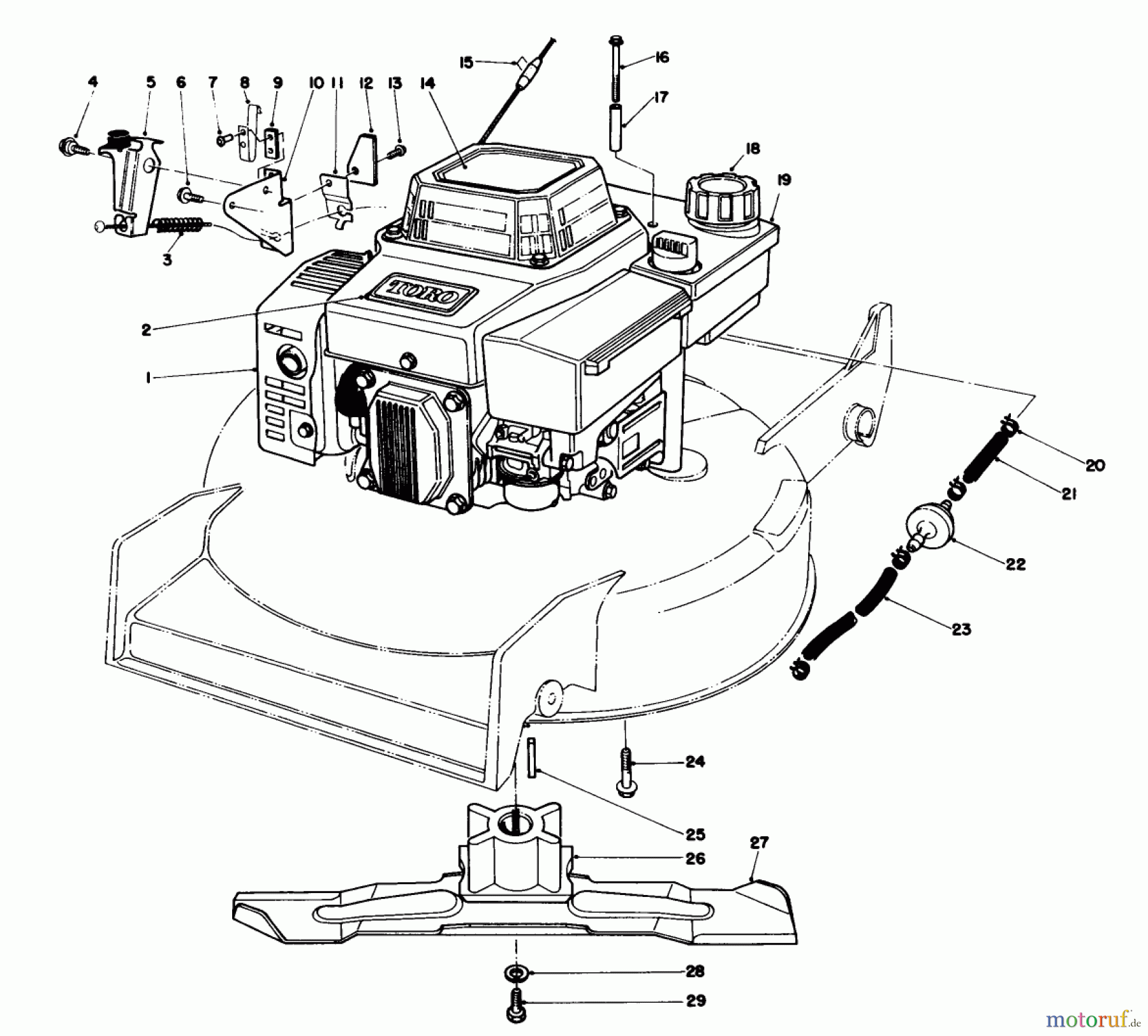 Toro Neu Mowers, Walk-Behind Seite 1 20526 - Toro Lawnmower, 1986 (6000001-6999999) ENGINE ASSEMBLY #1