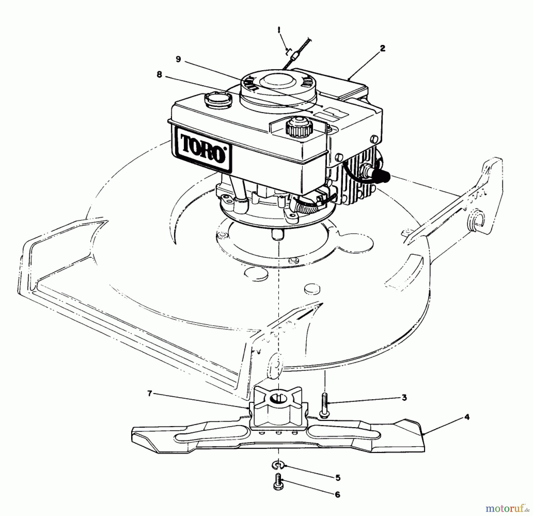 Toro Neu Mowers, Walk-Behind Seite 1 20531 - Toro Lawnmower, 1988 (8000001-8999999) ENGINE ASSEMBLY
