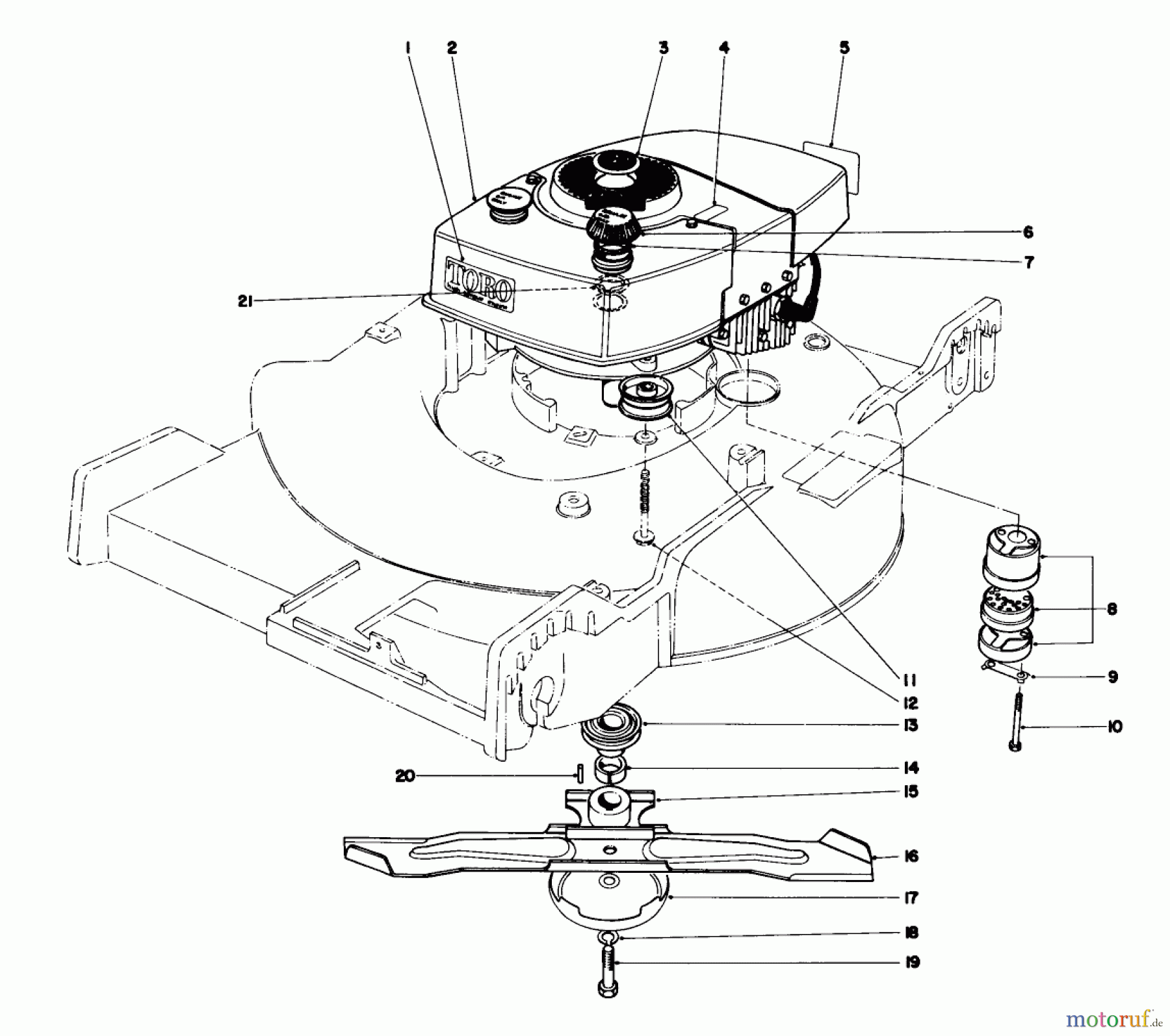 Toro Neu Mowers, Walk-Behind Seite 1 20550 - Toro Lawnmower, 1975 (5000001-5999999) ENGINE ASSEMBLY