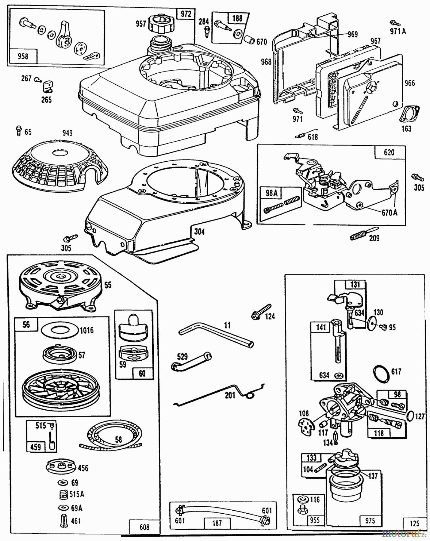 Toro Neu Mowers, Walk-Behind Seite 1 20561 - Toro Lawnmower, 1990 (0000001-0999999) ENGINE MODEL NO. 124702-3115-01
