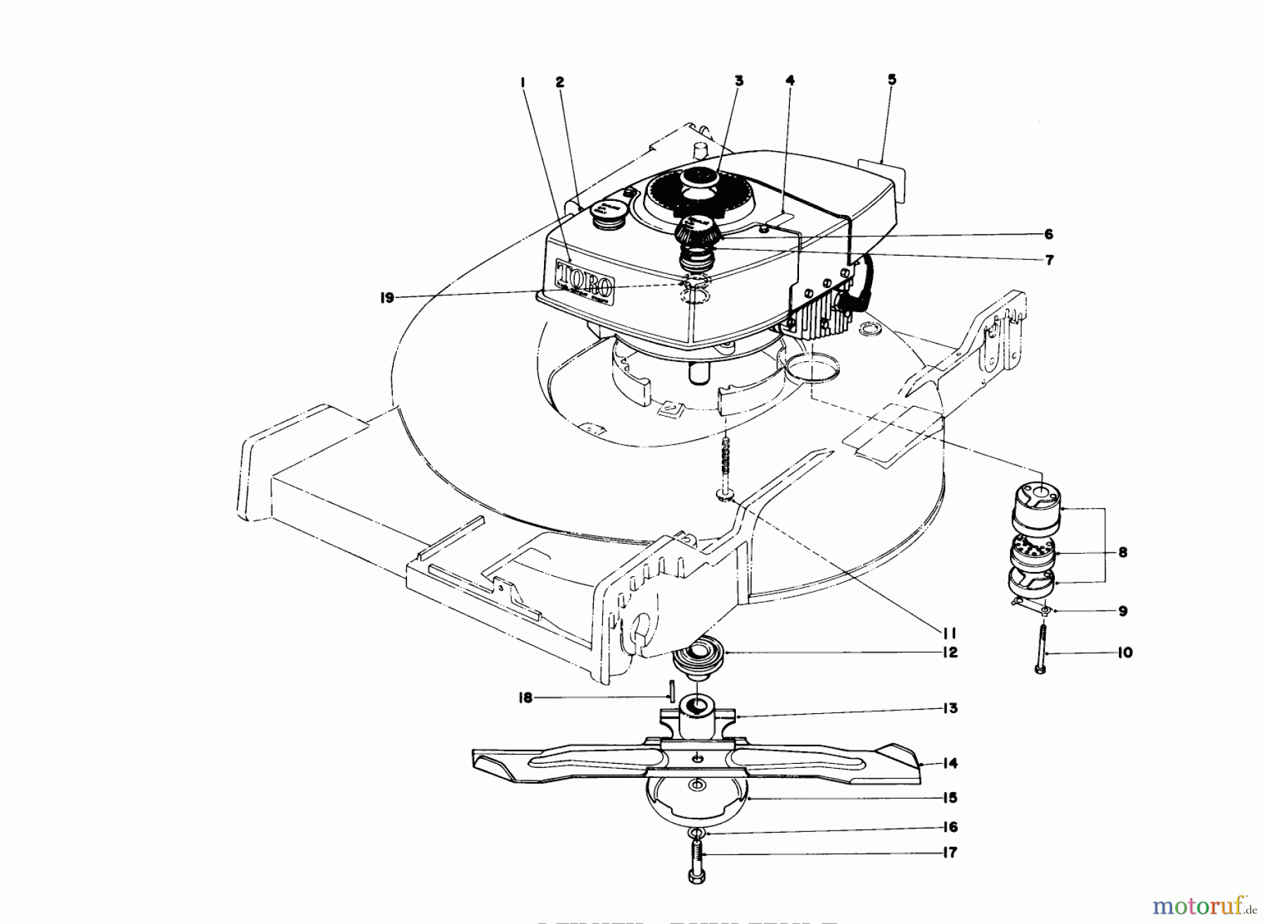Toro Neu Mowers, Walk-Behind Seite 1 20562 - Toro Lawnmower, 1976 (6000001-6999999) ENGINE ASSEMBLY