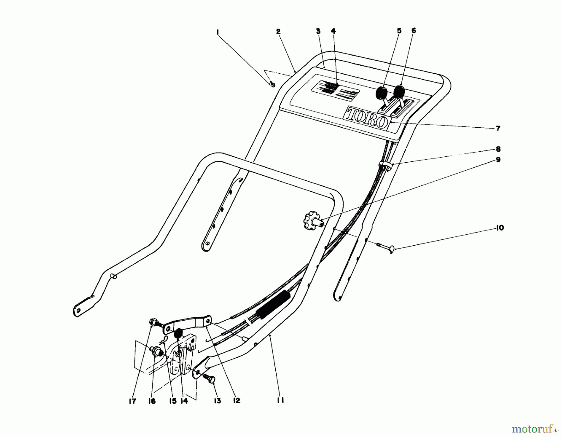  Toro Neu Mowers, Walk-Behind Seite 1 20562 - Toro Lawnmower, 1976 (6000001-6999999) HANDLE ASSEMBLY