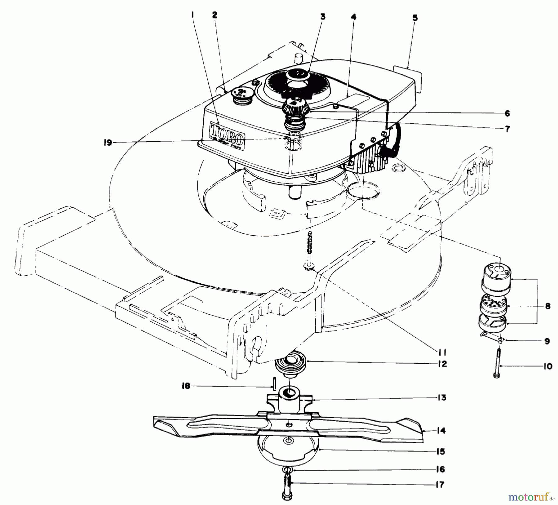 Toro Neu Mowers, Walk-Behind Seite 1 20562 - Toro Lawnmower, 1977 (7000001-7999999) ENGINE ASSEMBLY (MODEL NO. 20562)