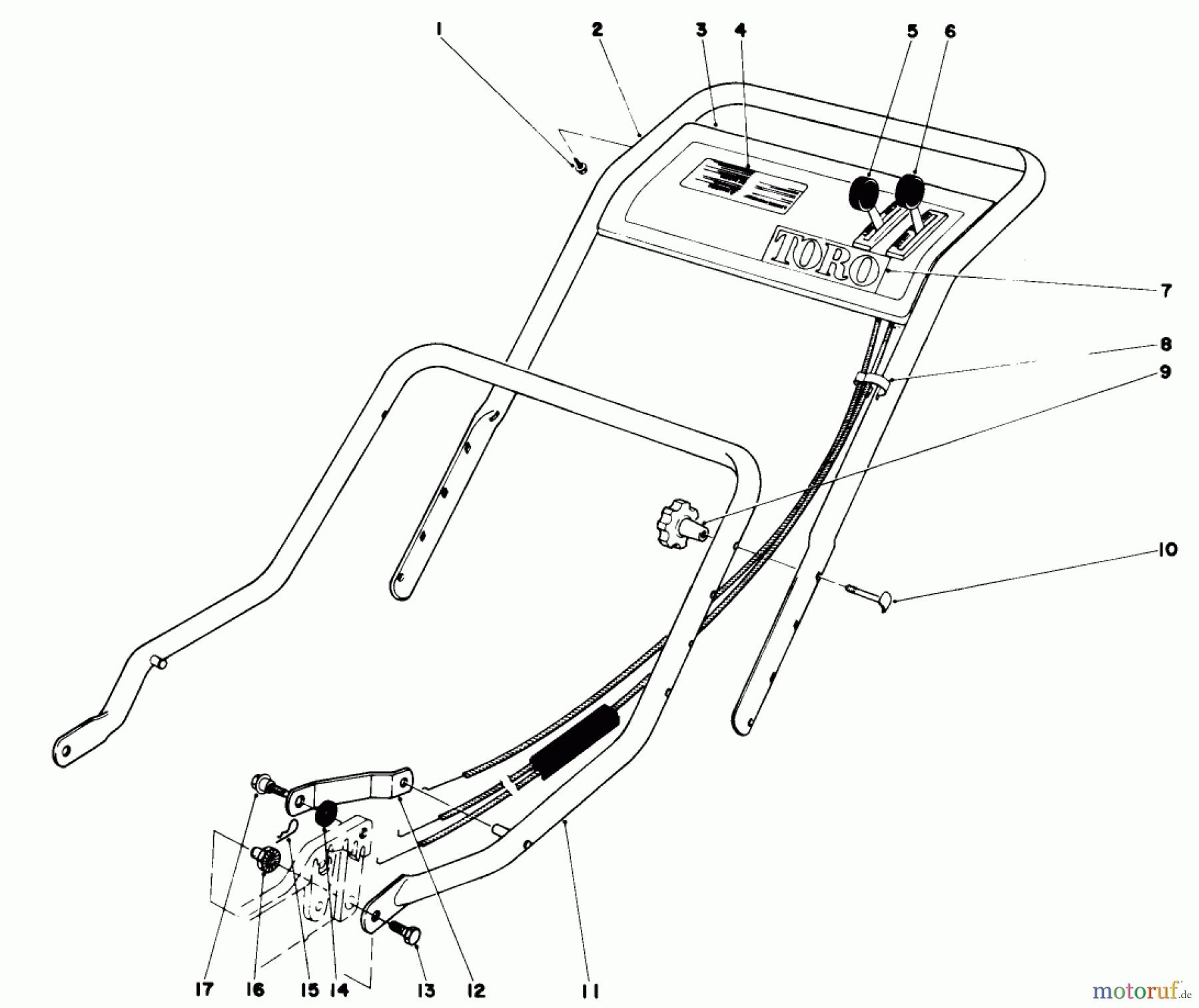 Toro Neu Mowers, Walk-Behind Seite 1 20562 - Toro Lawnmower, 1977 (7000001-7999999) HANDLE ASSEMBLY (MODEL NO. 20562)