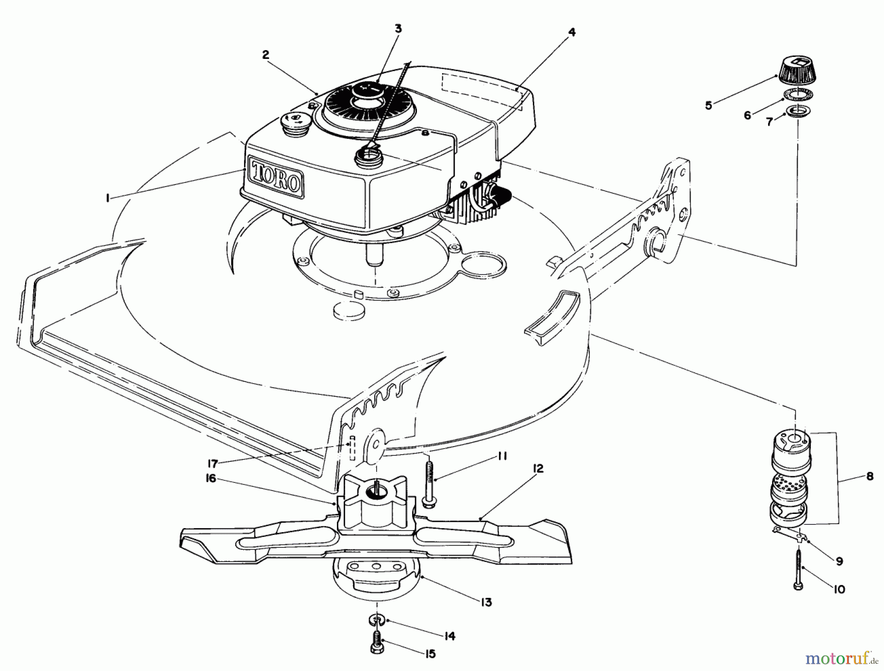 Toro Neu Mowers, Walk-Behind Seite 1 20570 - Toro Lawnmower, 1983 (3000001-3999999) ENGINE ASSEMBLY
